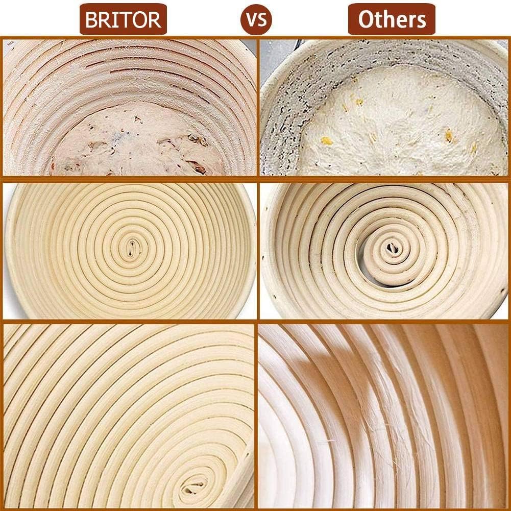 9 Inch & 10 Inch Large Banneton Bread Proofing Basket Set - Round Bread Lame, Dough Scraper & Whisk Included - Perfect for Sourdough, Artisan Bread Baking at Home