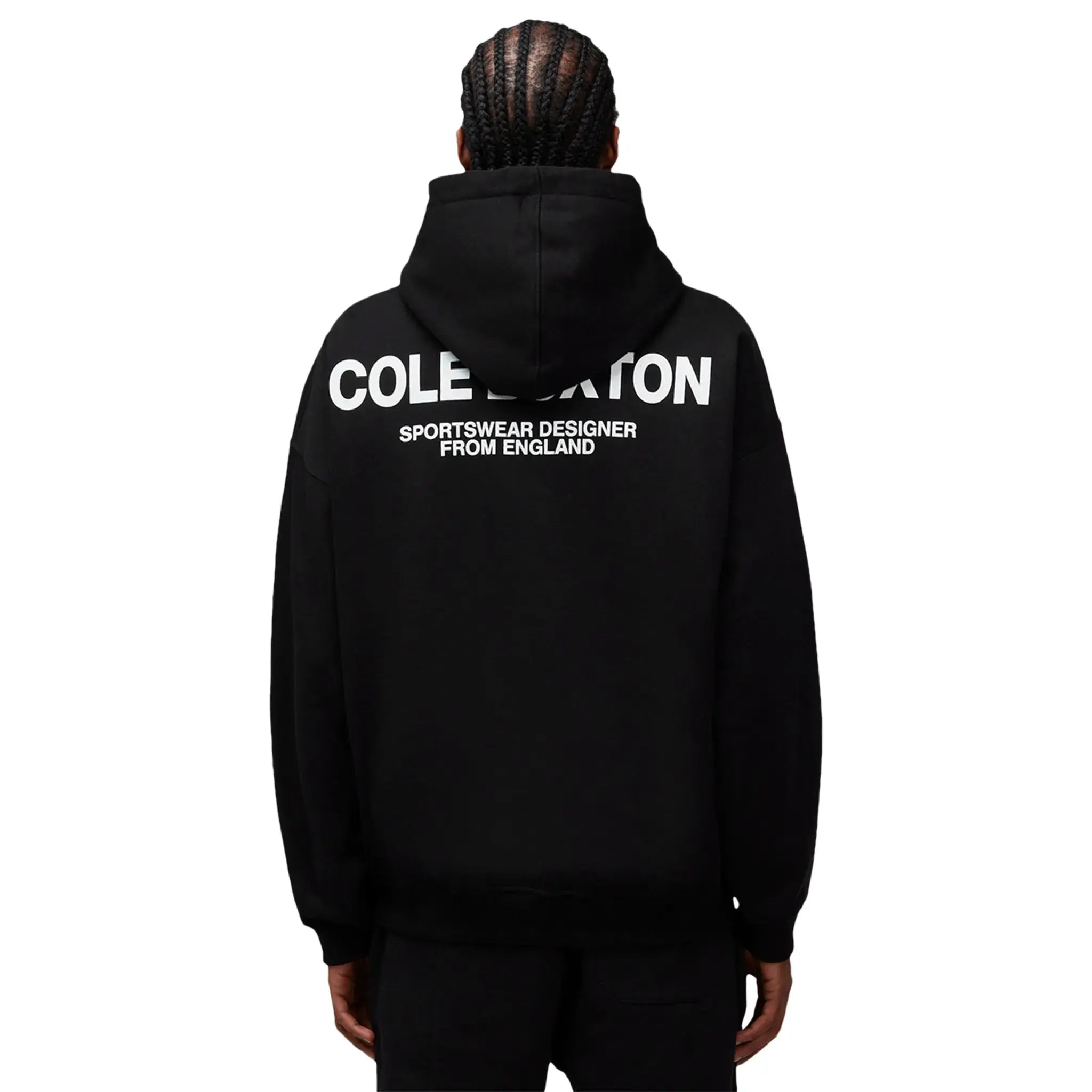 Cole Buxton CB Sportswear Black Hoodie for Men - Premium Cotton Pullover Sweatshirt with Kangaroo Pocket | Gym, Streetwear & Casual Outfit Essential