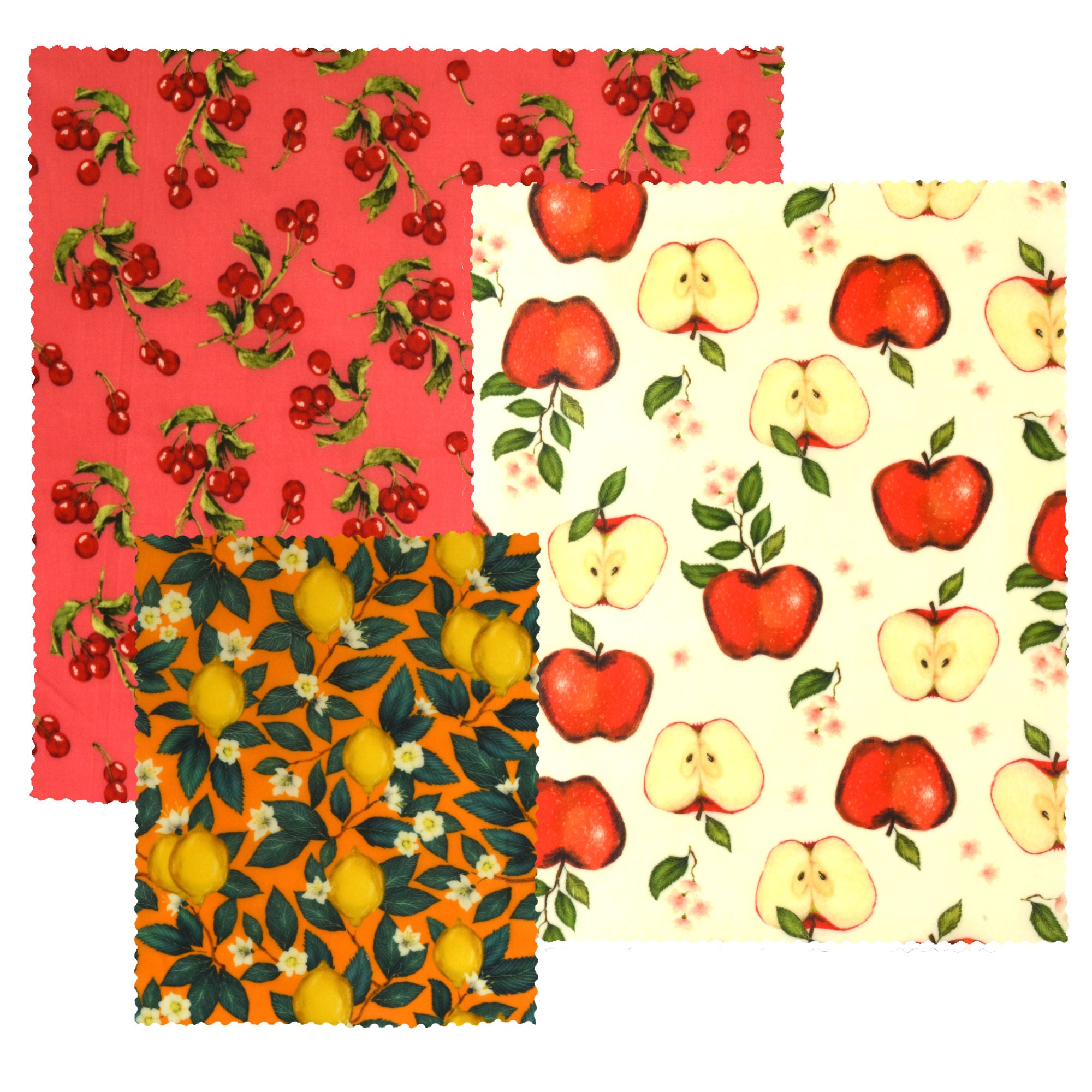 Organic Beeswax Food Wraps Set of 3 - Reusable Eco-Friendly Kitchen Storage for Fruits, Vegetables & Sandwiches - Perfect for Picnics, Lunch Boxes & Sustainable Living