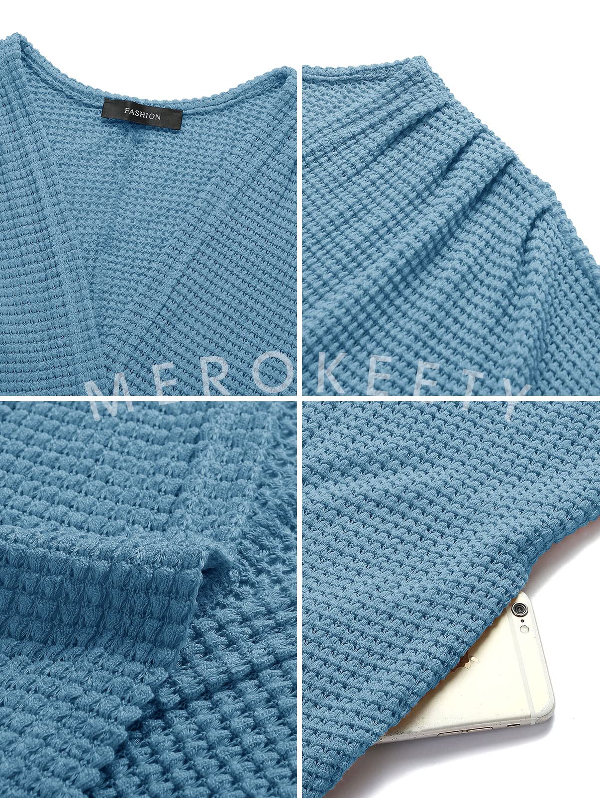 MEROKEETY Women's 2025 Fall Waffle Knit Batwing Long Sleeve Cardigan - Loose Open Front Sweater Coat for Casual Outfits & Layering | Perfect for Autumn, Office Wear & Coffee Dates