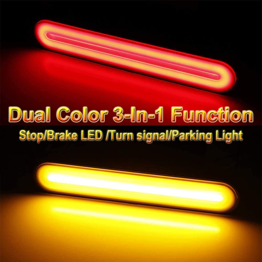 Universal LED Brake Tail Light & Turn Signal Strip for Harley Davidson - Vertical Mount Rear Fender/Bagger with Parking & Stop Light (Red/Amber) - Perfect for Motorcycle Safety & Customization