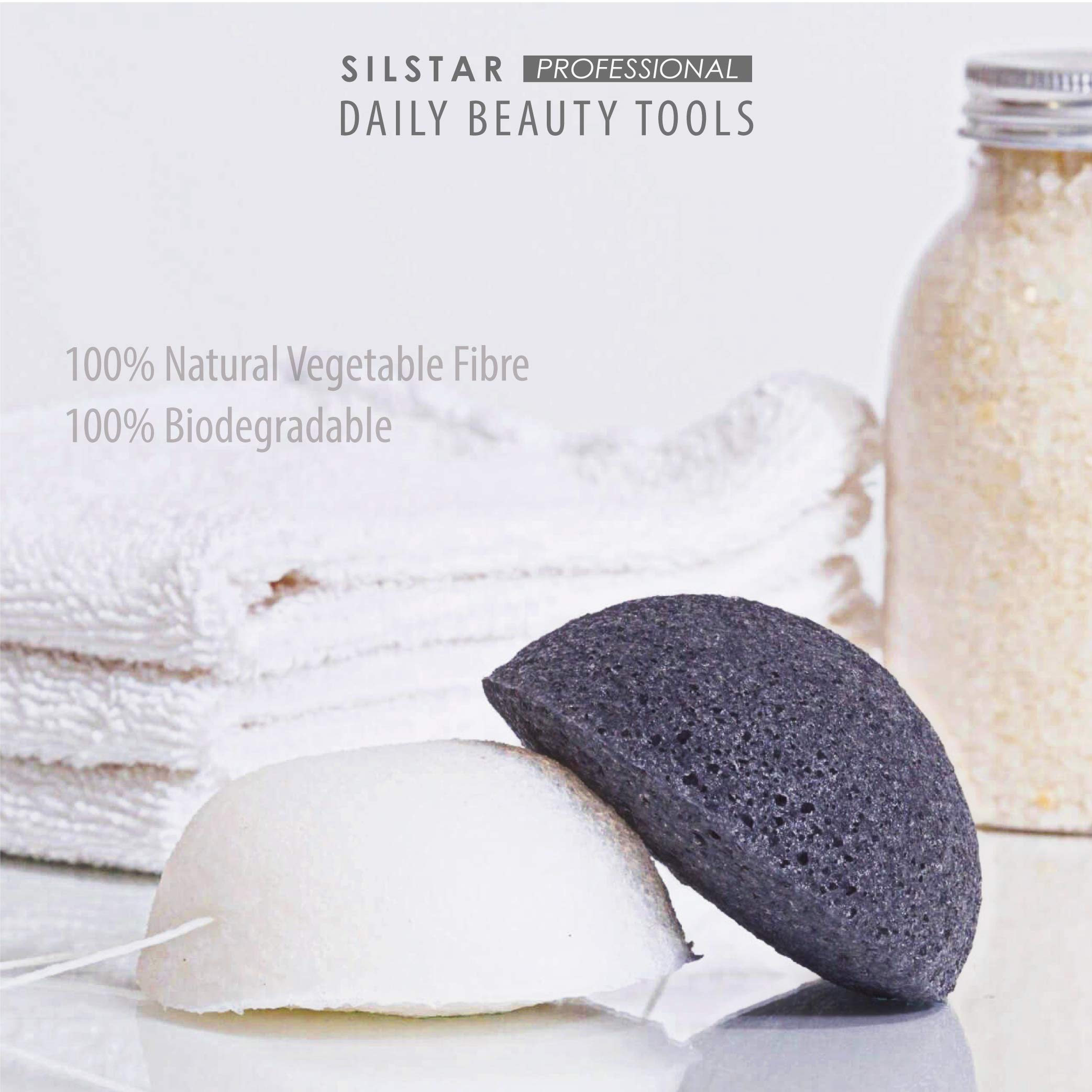 SILSTAR PROFESSIONAL KONJAC Facial & Bath Sponge - Gentle Cleansing for Dry & Mature Skin | 100% Natural Pure White Konjac | Perfect for Daily Skincare & Makeup Removal