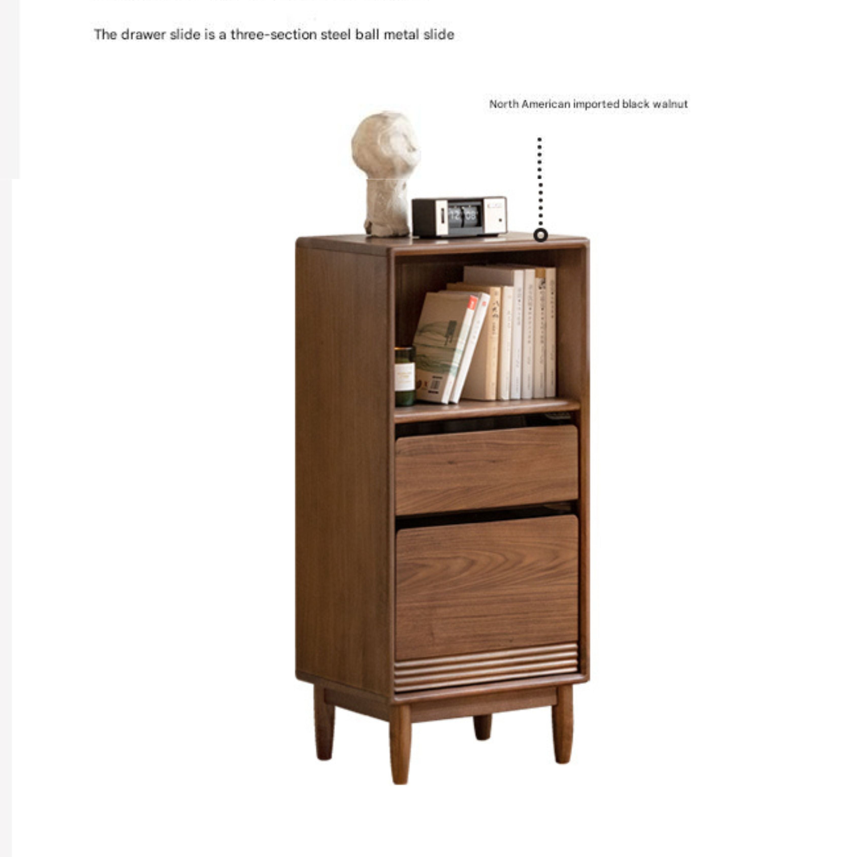 Premium Black Walnut Solid Wood Modern Side Cabinet - Stylish Storage for Living Room, Bedroom & Entryway - Mid-Century Inspired Home Decor
