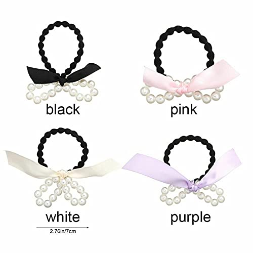 BAKEFY 6-Piece Pearl Bow Hair Bands Set - Elegant Bowknot Headbands with Ribbon Hair Ties for Women & Girls | Perfect for Weddings, Parties, and Everyday Fashion Accessories