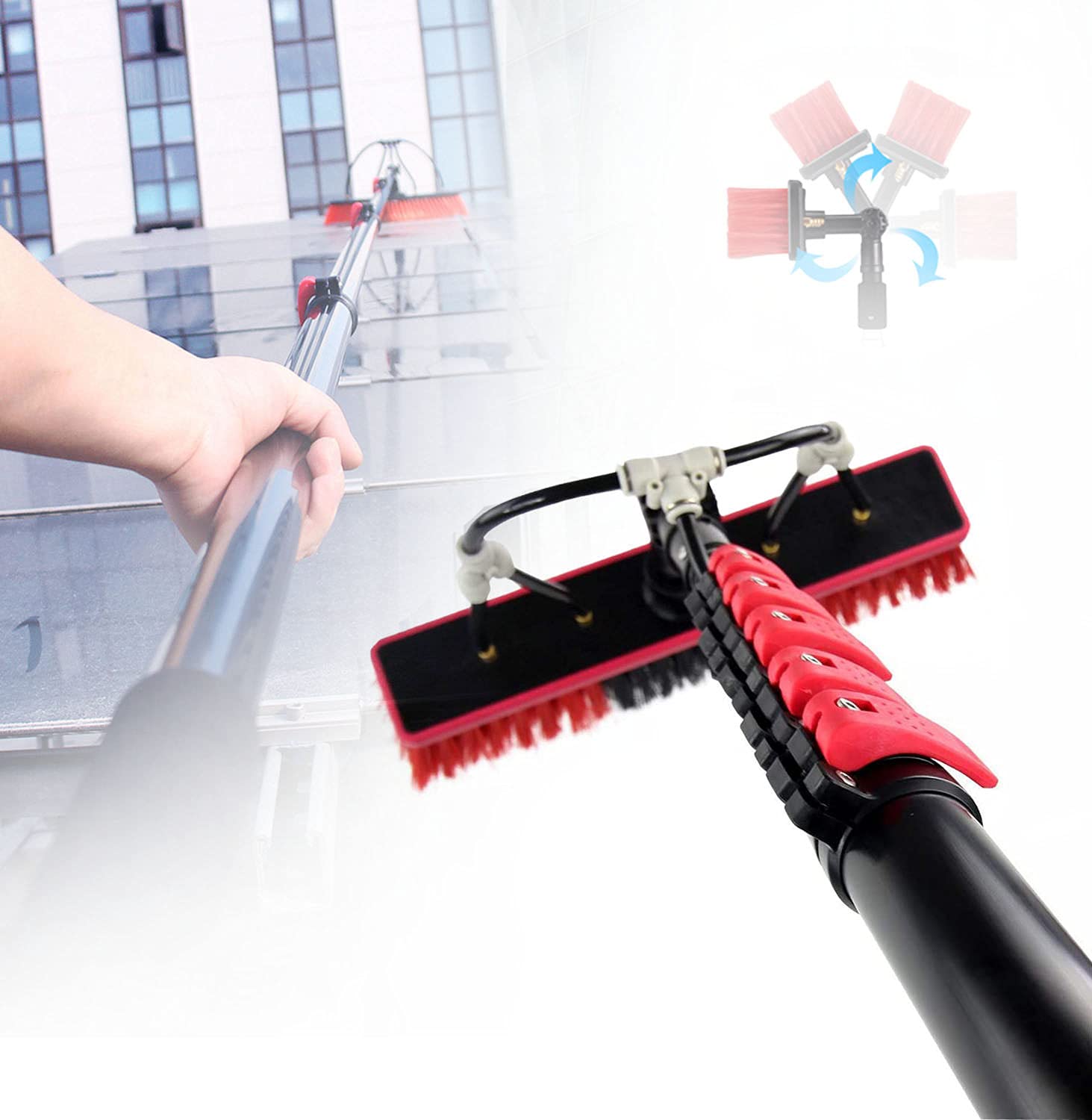 12Ft-36Ft Telescopic Solar Panel Cleaning Brush with Pole - Extendable Water Fed Cleaning Tool for Trucks, Windows, Glass Walls & Photovoltaic Panels - 36FT/10.8M Long Reach - Perfect for Home, RV & Commercial Solar Maintenance