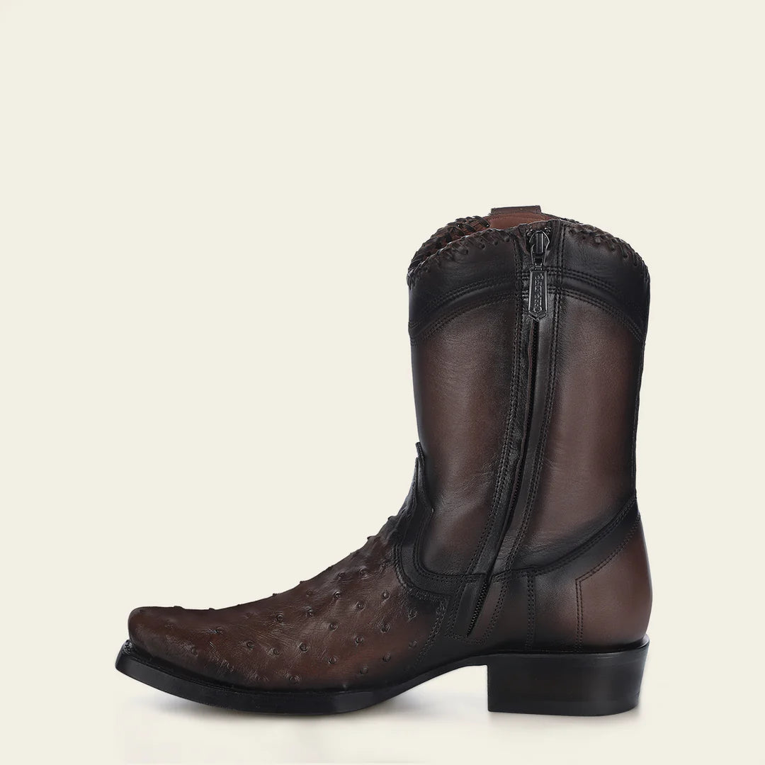 1J3DA1 Men's Cuadra Chocolate Cowboy Dress Boots - Genuine Ostrich Leather Western Boots for Rodeo, Country Dance & Casual Wear