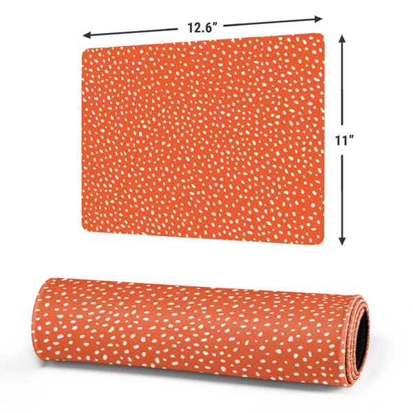 Skinit Small Gaming Mouse Pad - Orange Spots Design with Stitched Edges, Waterproof, Non-Slip Rubber Base, Desk Mat for Keyboard & Mouse | Perfect for PC Gaming, Office Work & Home Computer Setup
