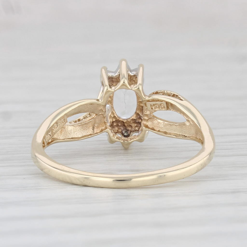 0.50ct Oval Colorless White Topaz Diamond Ring - 10k Yellow Gold Size 7 - Elegant Engagement, Wedding, Anniversary Gift for Her