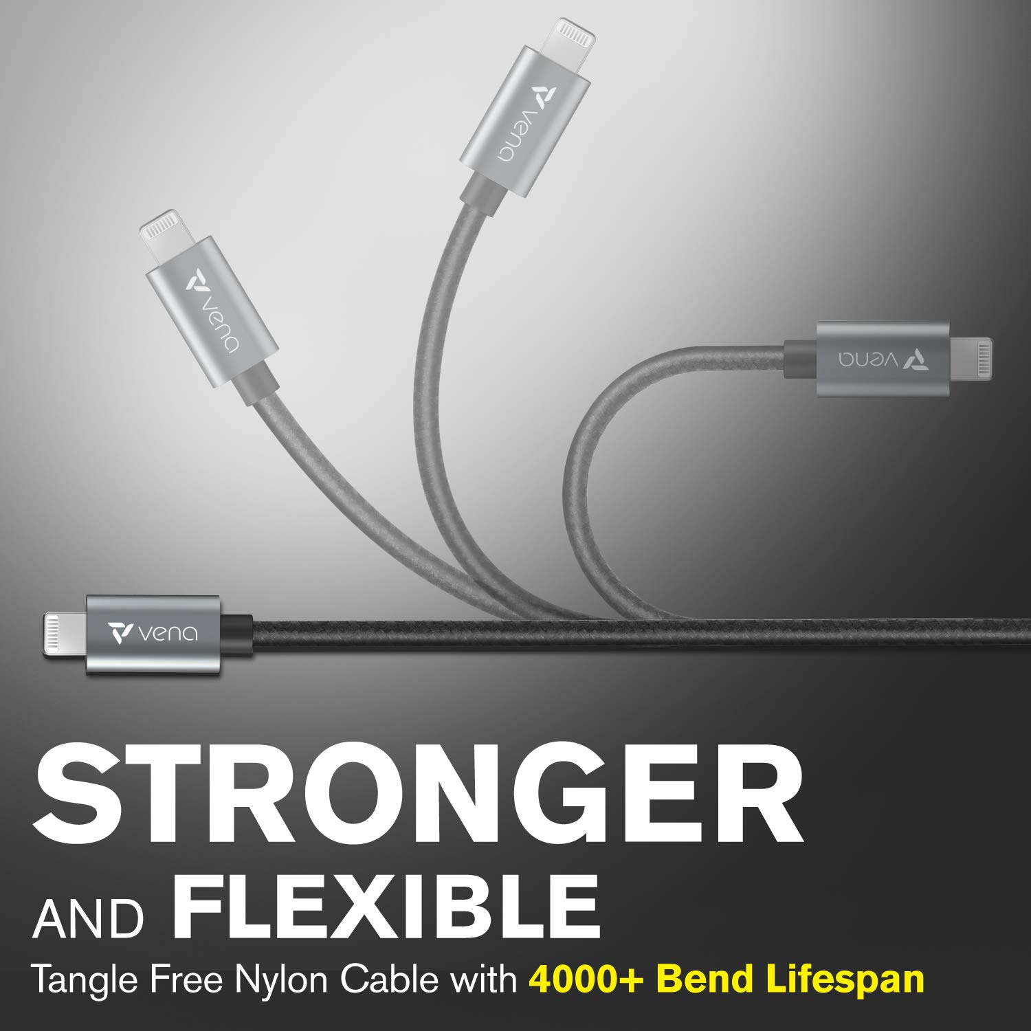 FosPower Vena 10FT USB C to Lightning Cable - Apple MFI Certified 18W Fast Charging Nylon Braided Cord for iPhone 14/13/12/11/X/SE & iPad Pro/Air | Durable Charger for Home, Office, Car & Travel Use