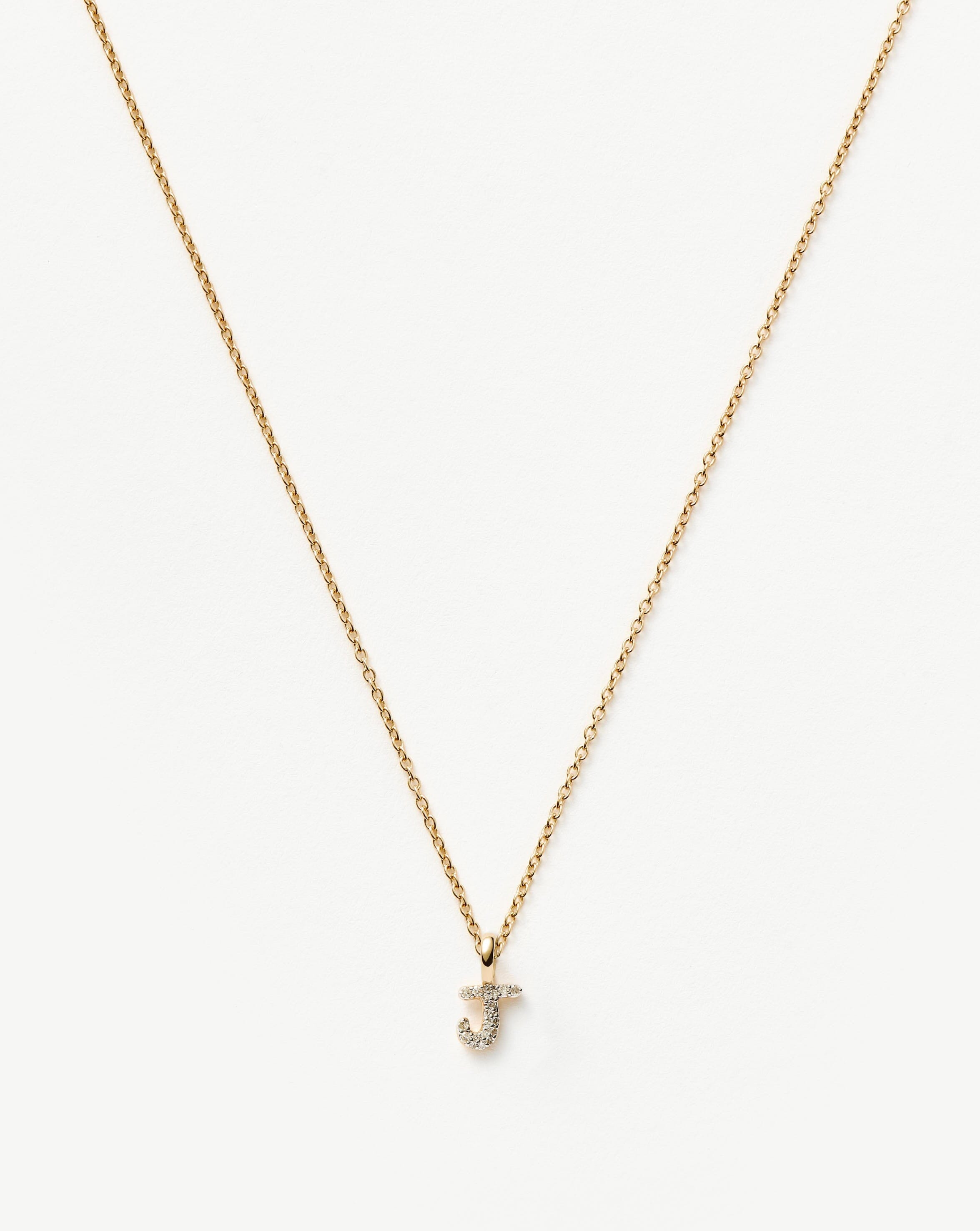 14k Solid Yellow Gold Plated Diamond Initial 'J' Mini Pendant Necklace - Elegant Personalized Jewelry Gift for Women, Perfect for Birthdays, Anniversaries & Special Occasions