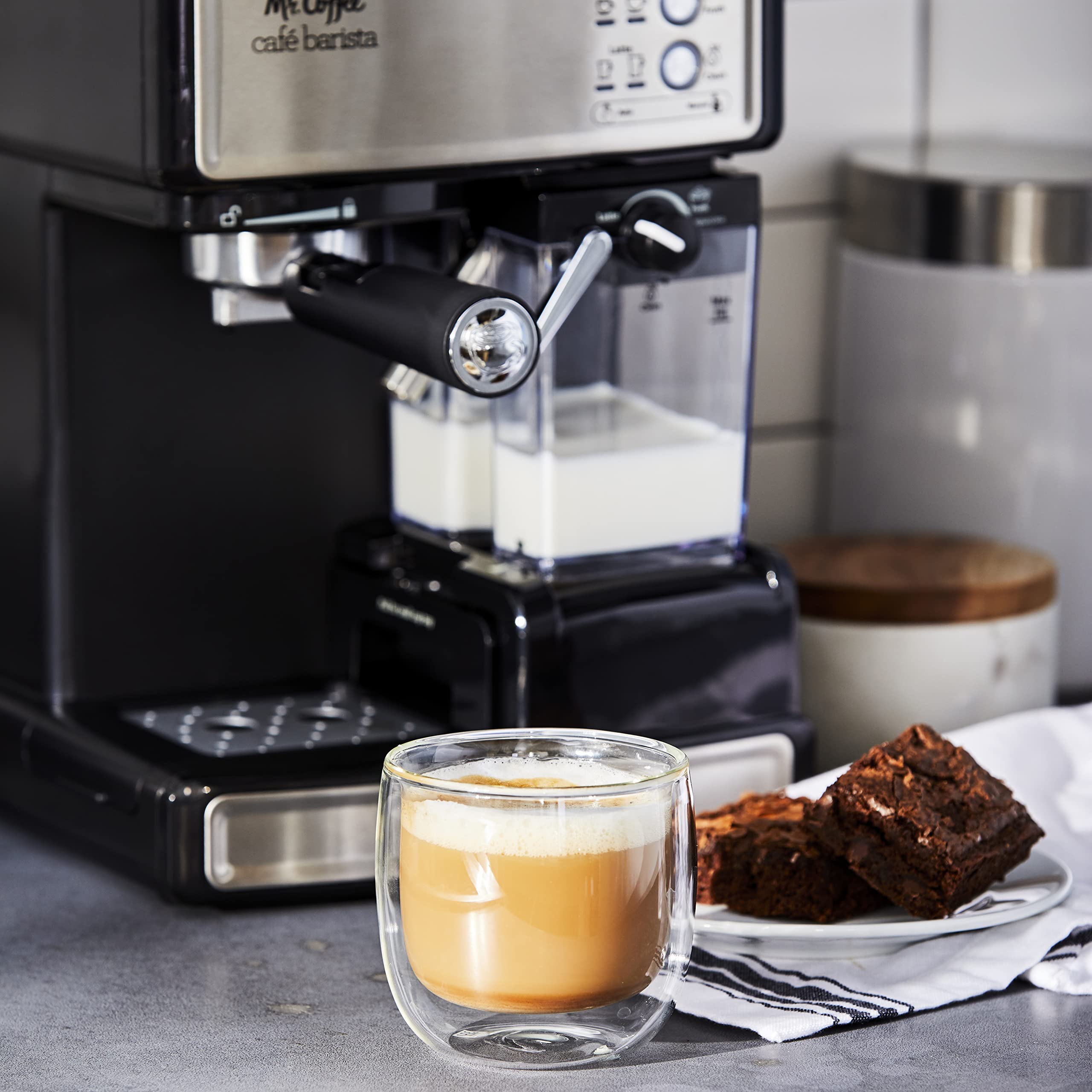 Mr. Coffee Espresso and Cappuccino Machine - 15-Bar Pump Stainless Steel Programmable Coffee Maker with Automatic Milk Frother for Home Baristas | Perfect for Morning Brews, Entertaining Guests & Coffee Shops
