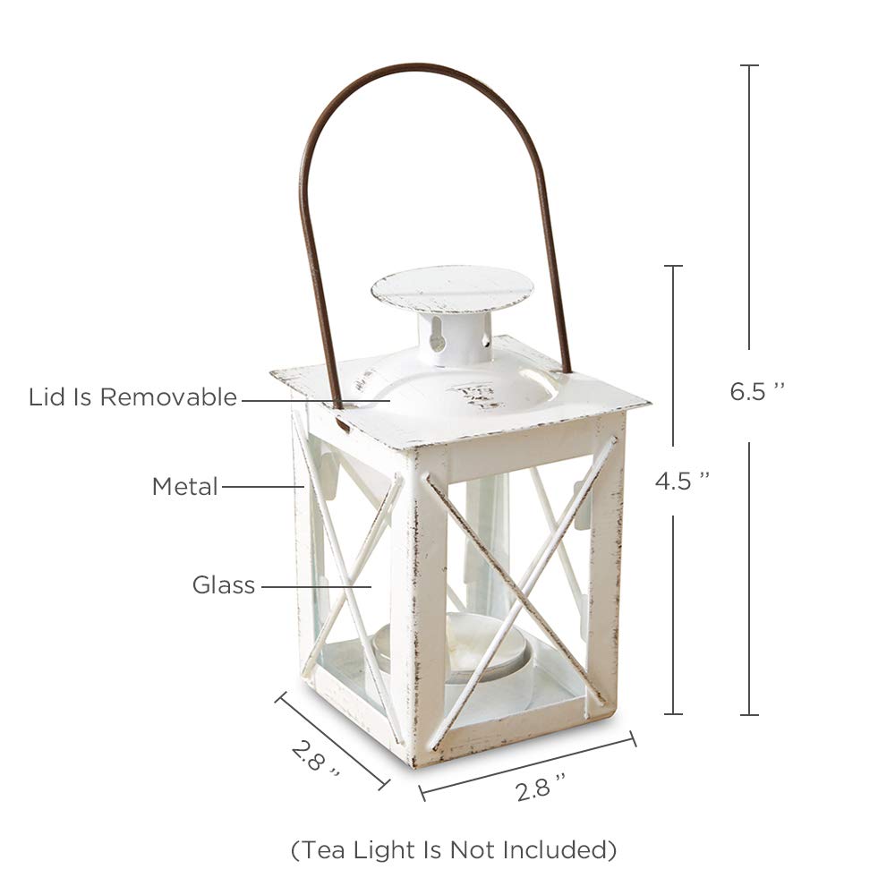 Kate Aspen Decorative Lanterns - Set of 24 White Distressed Metal Candle Holders for Wedding Centerpieces, Home Decor, Party & Outdoor Lighting - 4.5