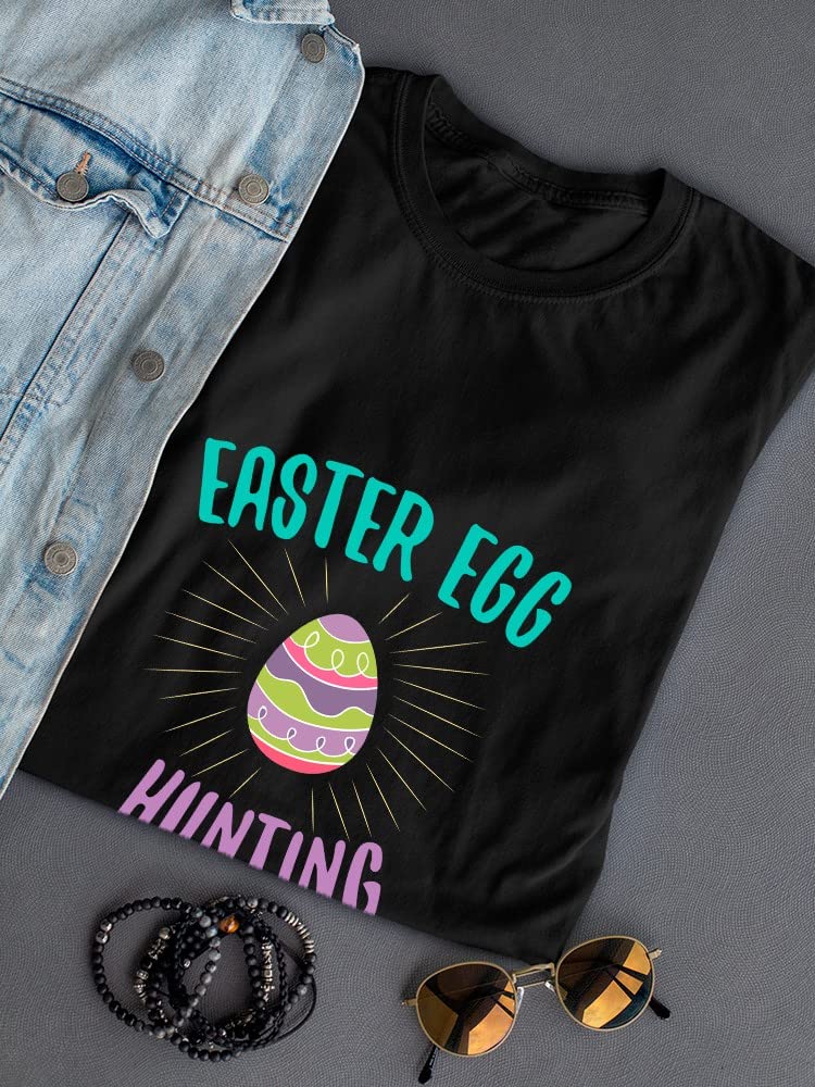 Smartprints Colorful Easter Egg Hunting Team Graphic Women's T-Shirt - Fun Easter Party Outfit & Spring Festival Apparel