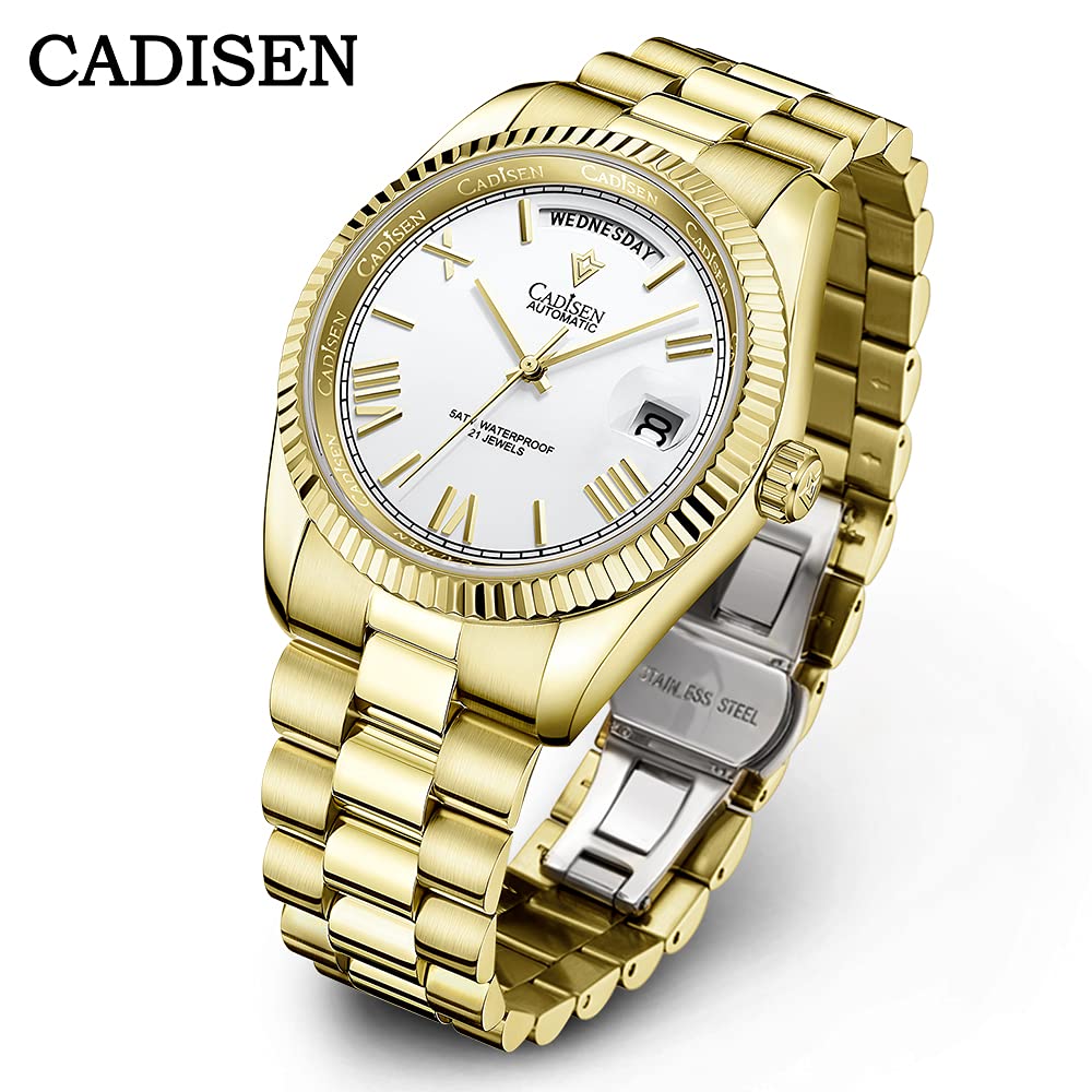CADISEN Men's Automatic Mechanical Watch with MIYOTA 8285 Movement | Sapphire Crystal Glass | 50M Waterproof | Casual Dress Watch for Business & Everyday Wear