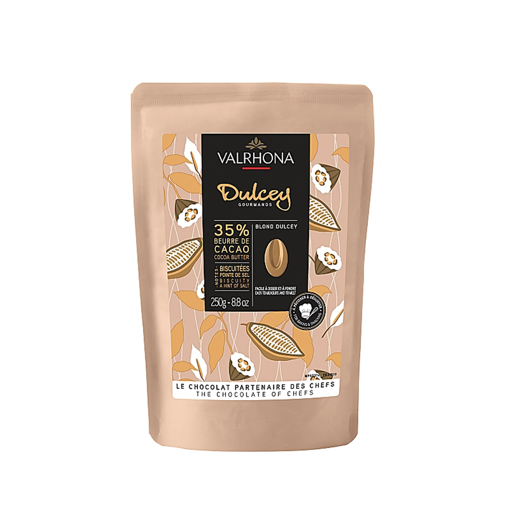 Valrhona Dulcey White Chocolate 35% Cocoa 250g - Premium Baking & Dessert Chocolate for Pastries, Cakes, and Gourmet Recipes