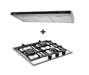 Ellane 60cm/90cm Slimline Range Hood with Black Panel EH 9180 & EB 248SV 3-Burner Stainless Steel Gas Cooktop - Modern Kitchen Ventilation for Home Cooking