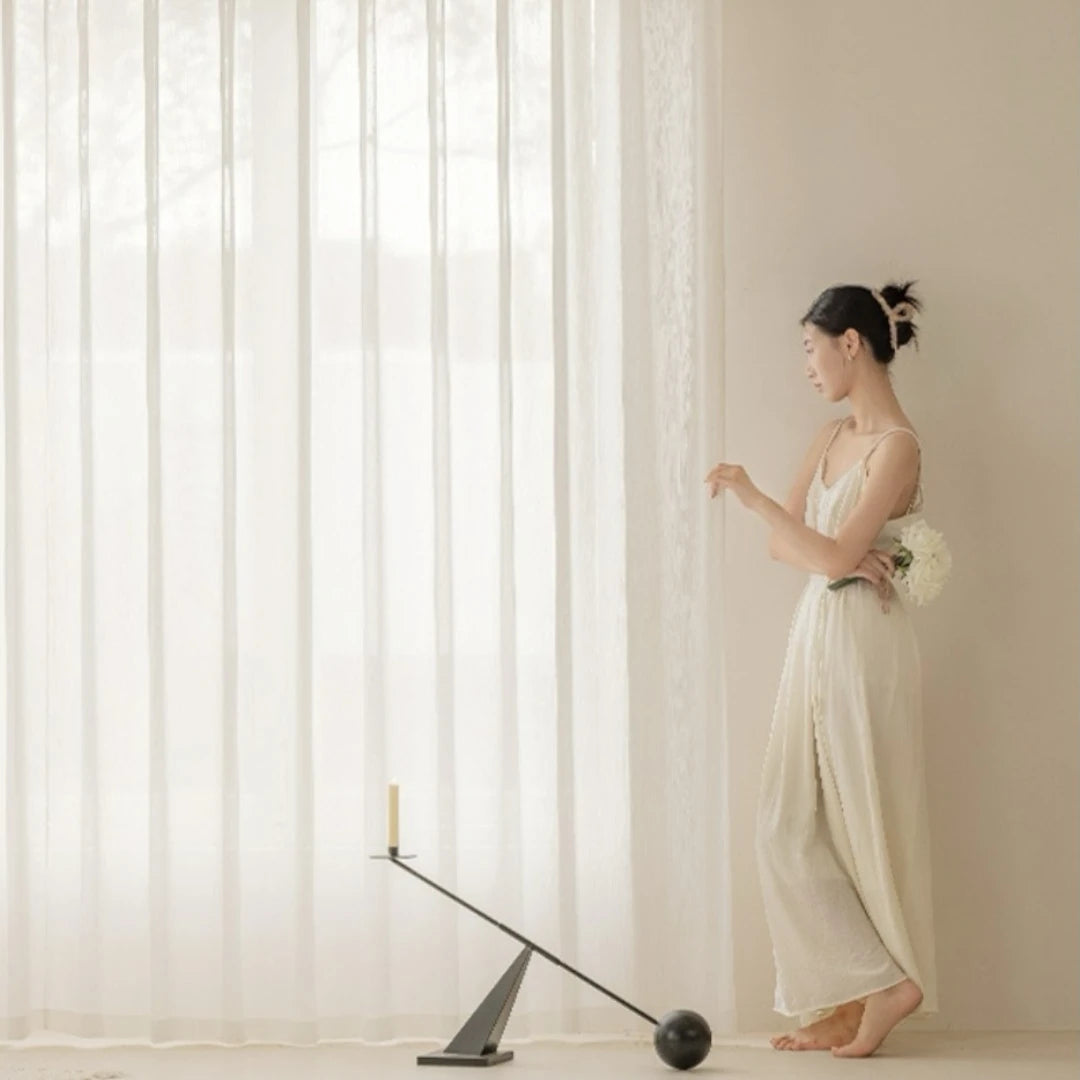 Vada Gauze Vertical Crinkle Custom Privacy Curtain - Light Filtering Window Treatment for Bedroom, Living Room & Nursery