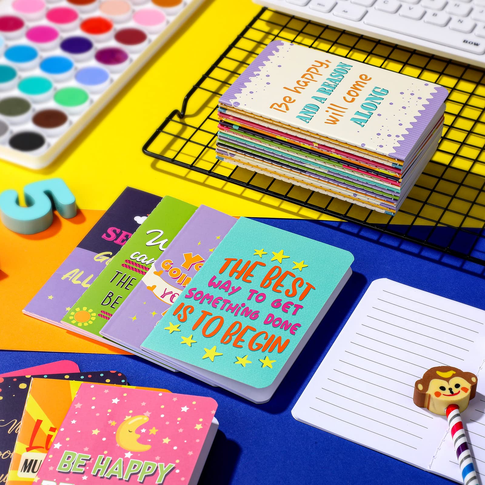 Zonon 24-Pack Mini Colorful Notebooks Bulk - Motivational Journals & Inspirational Notepads for Teachers, Office, Travel - Small Pocket Notebooks with Funny Quotes (Cute Style) - Perfect for Gifts, School Prizes & Daily Journaling
