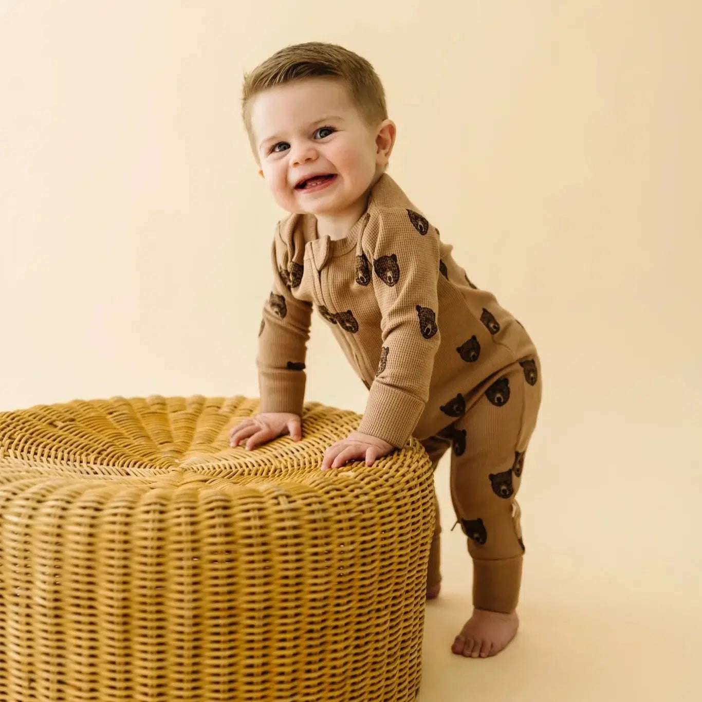 Makemake Organics Two-Way Zipper Romper - Soft Organic Cotton Baby Jumpsuit with Bear Print | Perfect for Playtime, Daycare & Photo Outfits