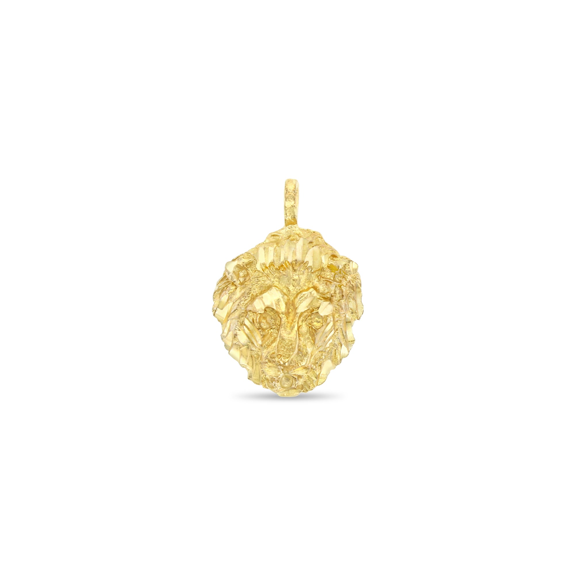 10k Yellow Gold Lion Head Pendant with Diamond Cuts - Perfect for Gifts, Jewelry Collections & Special Occasions