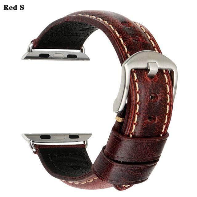 Genuine Leather Vintage Watch Band for Apple Watch Series 6/5/4/3/2/1/SE - 44mm 42mm 40mm 38mm - Perfect for Business, Casual & Everyday Wear