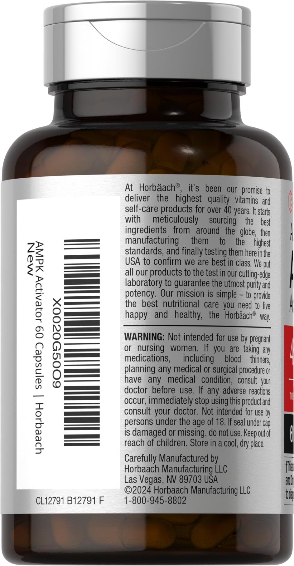 Horbäach AMPK Metabolic Activator 450mg - 60 Capsules | Non-GMO, Gluten Free Supplement | Supports Energy & Metabolism | Perfect for Weight Management & Active Lifestyle