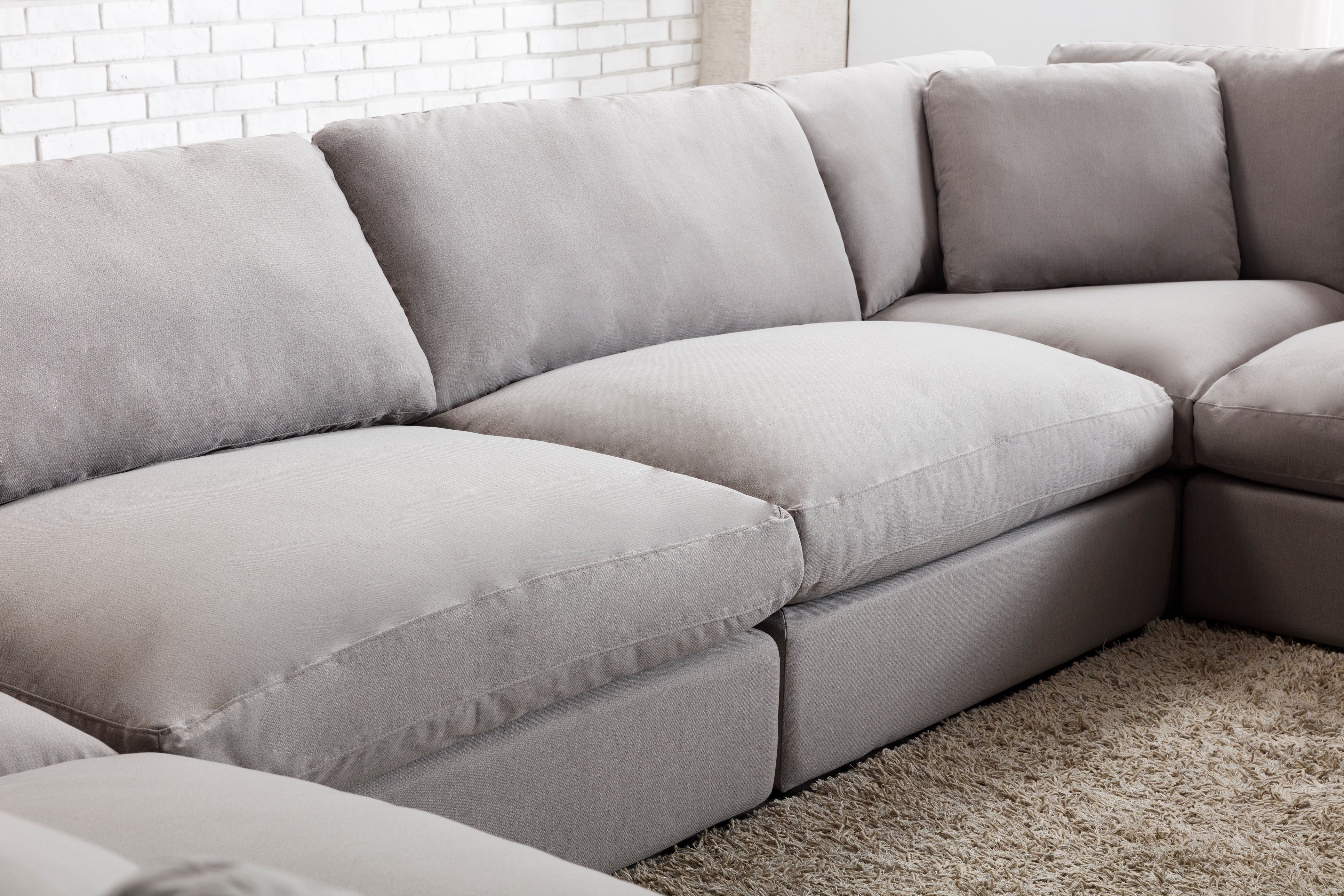 Rivas Contemporary Feather Fill 5-Piece Modular Sectional Sofa with 2 Ottomans in Graphite - Perfect for Living Room, Lounge & Family Room Comfort