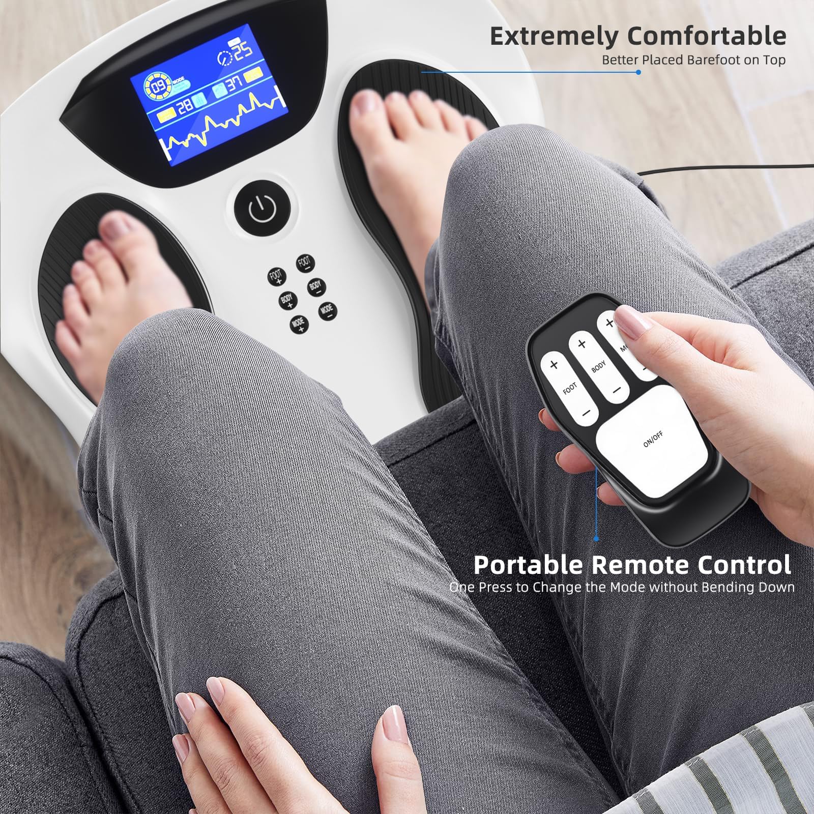 Creliver Pro Foot Nerve and Muscle Stimulator - TENS & EMS Therapy for Neuropathy, Circulation, and Pain Relief - Electric Foot and Leg Massager for Improved Blood Flow - FSA/HSA Eligible - Perfect for Home Use, Relaxation, and Post-Workout Recovery