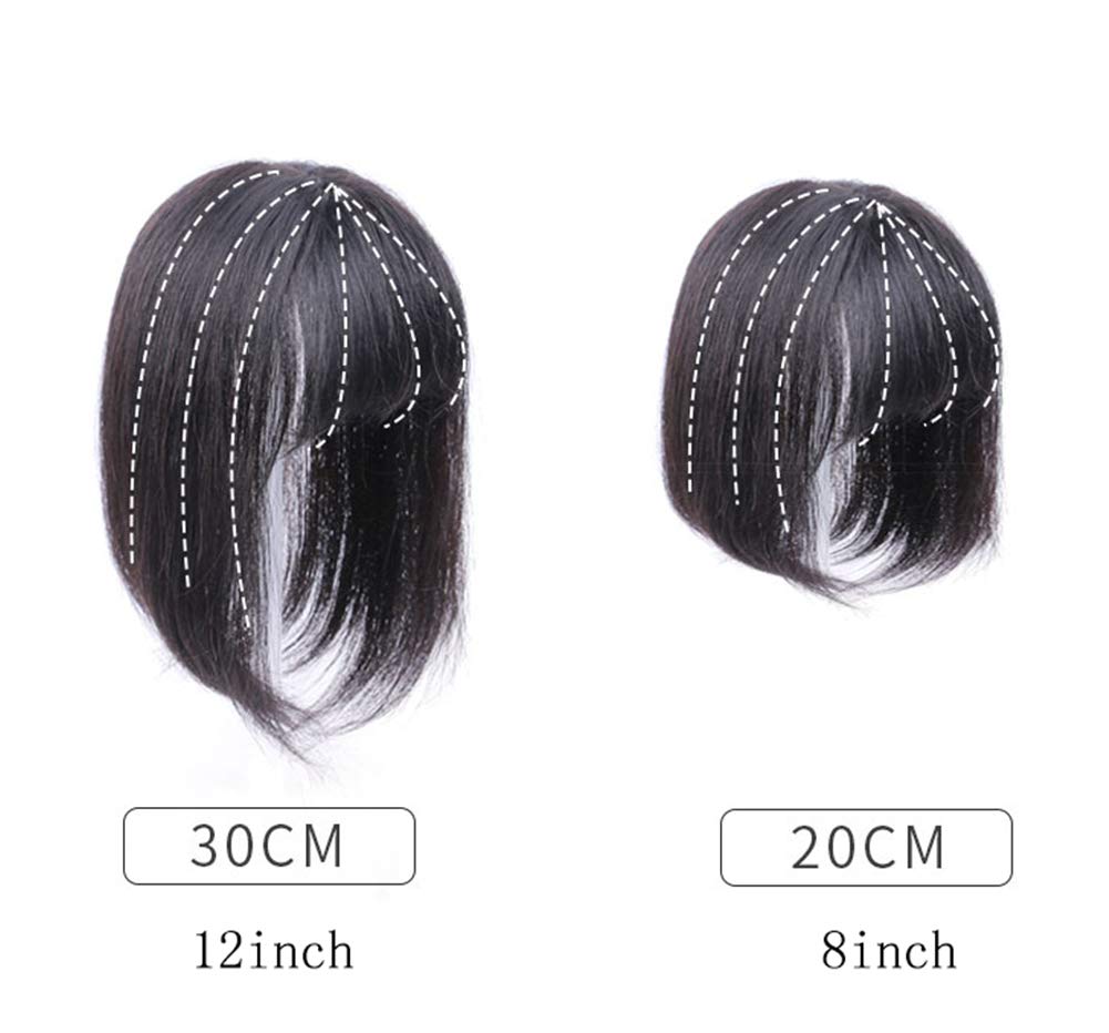 Women's Human Hair Toppers with Bangs - Clip-in 13x13cm Forehead Wiglet for Thinning Hair - 8