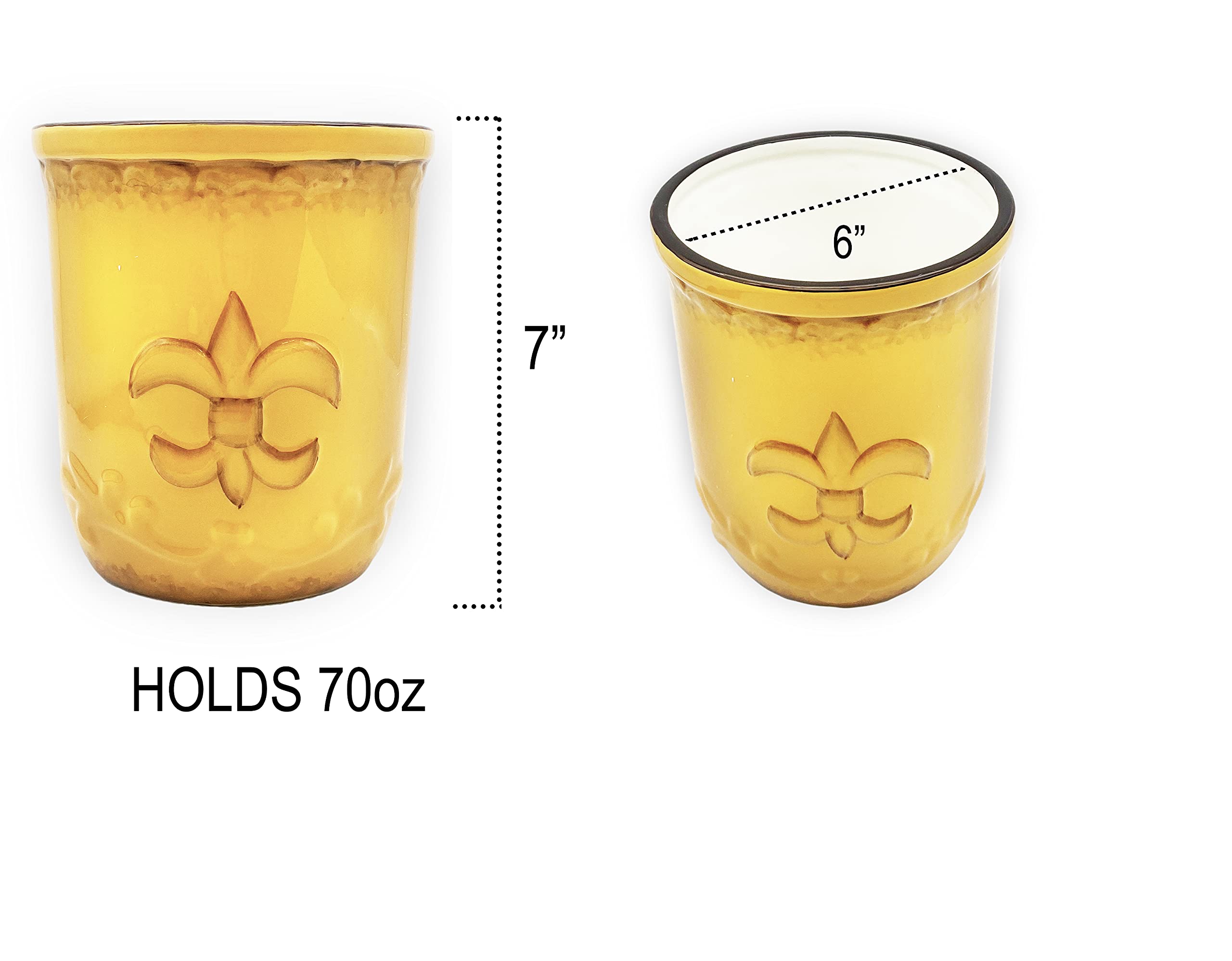 Modern Yellow Fleur De Lis Utensil Holder - Kitchen Storage & Decor for Countertop