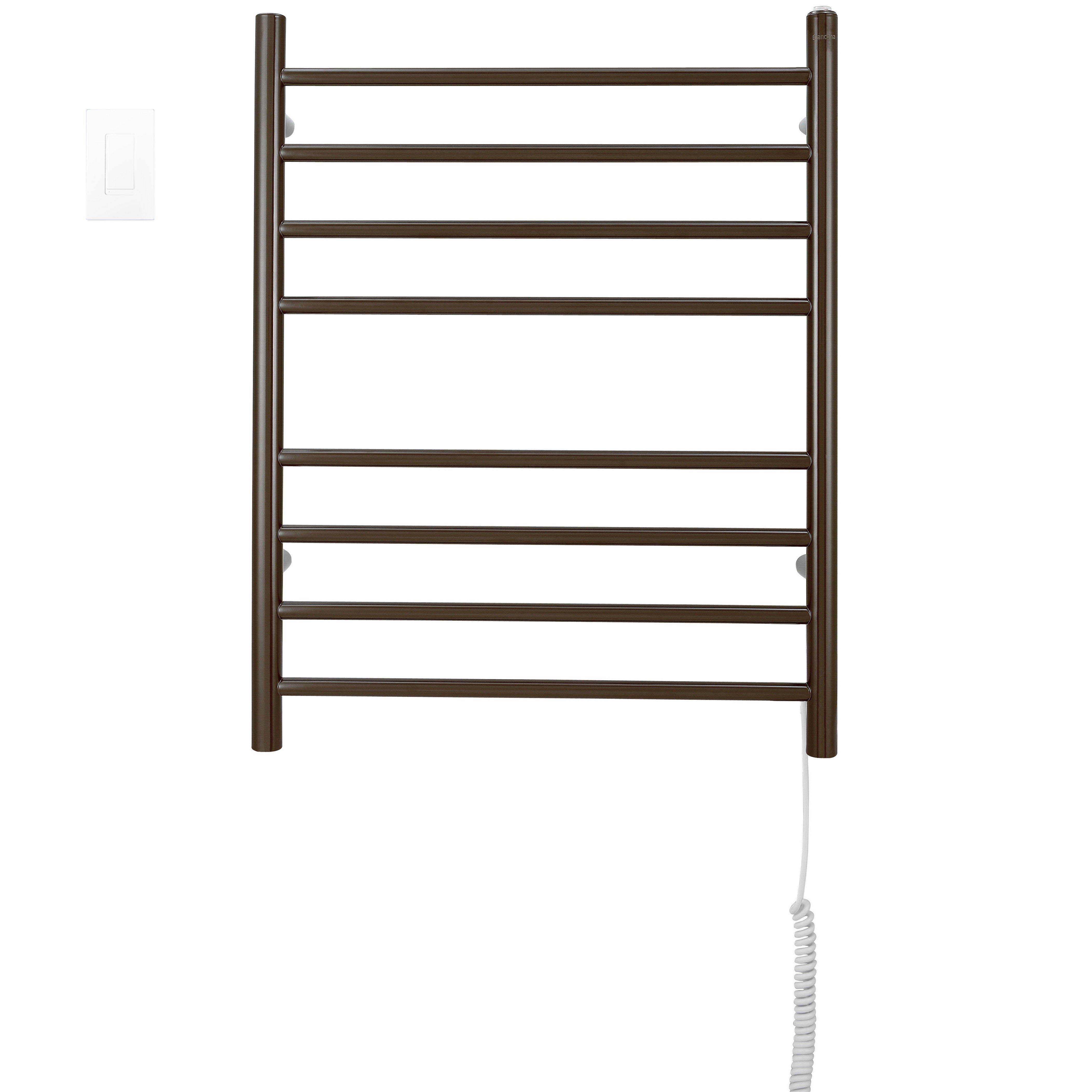 Ancona Prestige Dual 8 Bar Hardwired & Plug-in Bathroom Towel Warmer with WiFi Timer - Oil Rubbed Bronze Finish for Spa, Luxury Hotels & Home Bathrooms