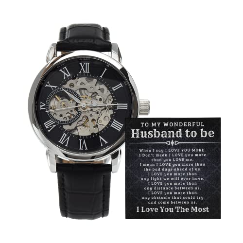 Unique Skeleton Watch for Groom - Perfect Wedding Day Gift from Bride - Elegant Engagement Present for Husband-to-Be - Ideal for Ceremonies, Anniversaries & Special Occasions
