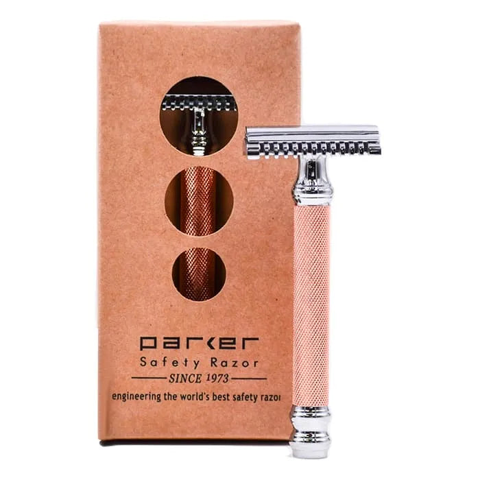 Parker 63C Rose Gold Safety Razor for Men - Premium Double Edge Razor for Smooth Shaving - Perfect for Travel & Grooming Kits