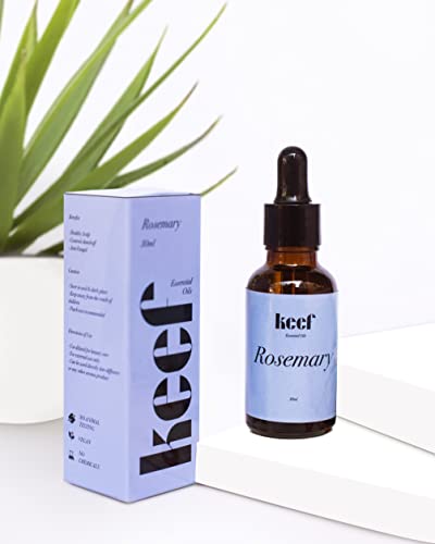 Keef Rosemary Essential Oil for Hair Growth - Pure & Natural Oil with Dropper for Women & Men - Skin Care, Body Massage, Diffuser, Aromatherapy & Relaxation - 100% Pure 15ml - Perfect for Home Spa, Stress Relief & Hair Care Routine