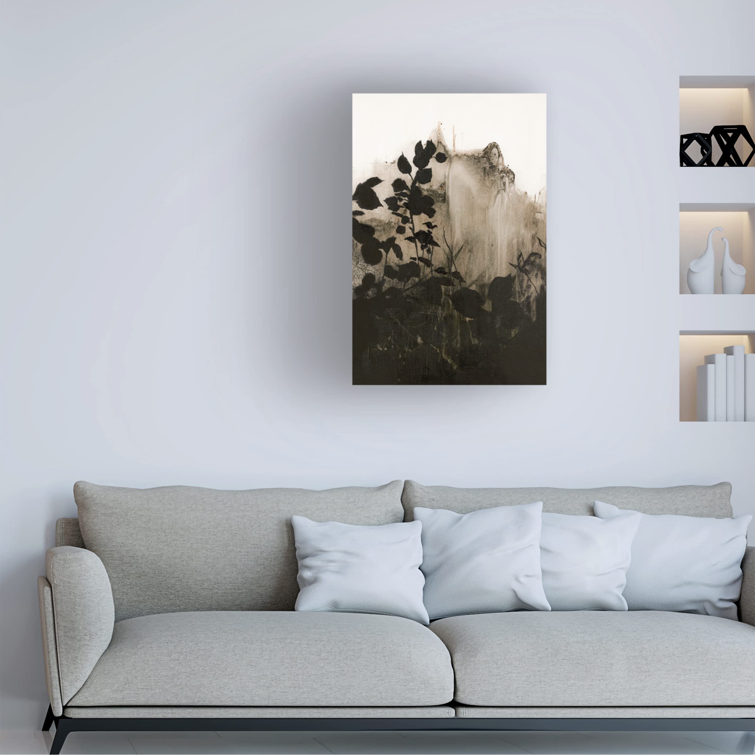 Design Fabrikken 'Silhouette Leaves 2' Canvas Wall Art Print - Modern Botanical Home Decor for Living Room, Bedroom & Office