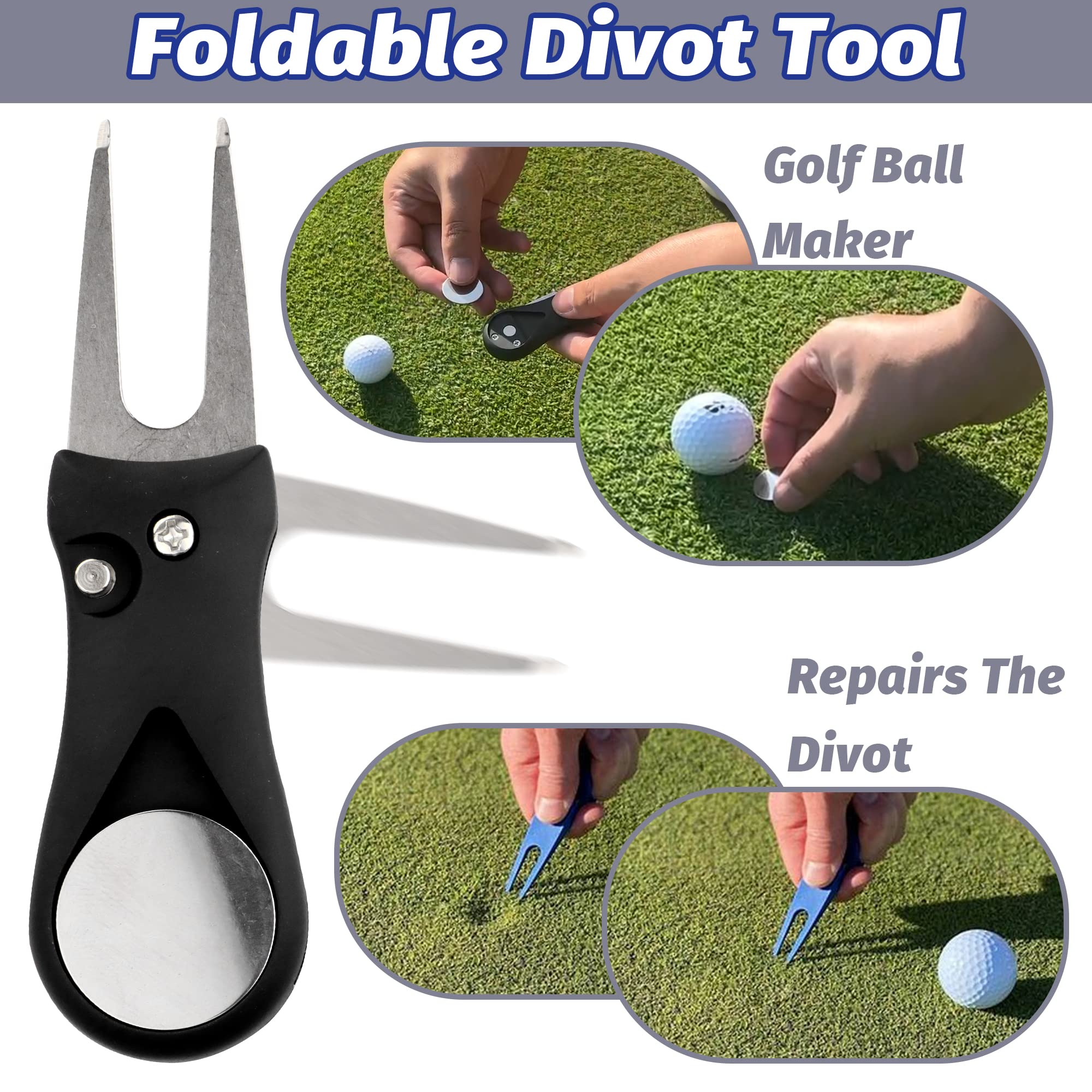 3-in-1 Golf Club Cleaning Kit with Microfiber Towel, Club Brush & Divot Tool | Premium Golf Accessories for Men & Women | Perfect for Driving Range, Course & Practice Sessions