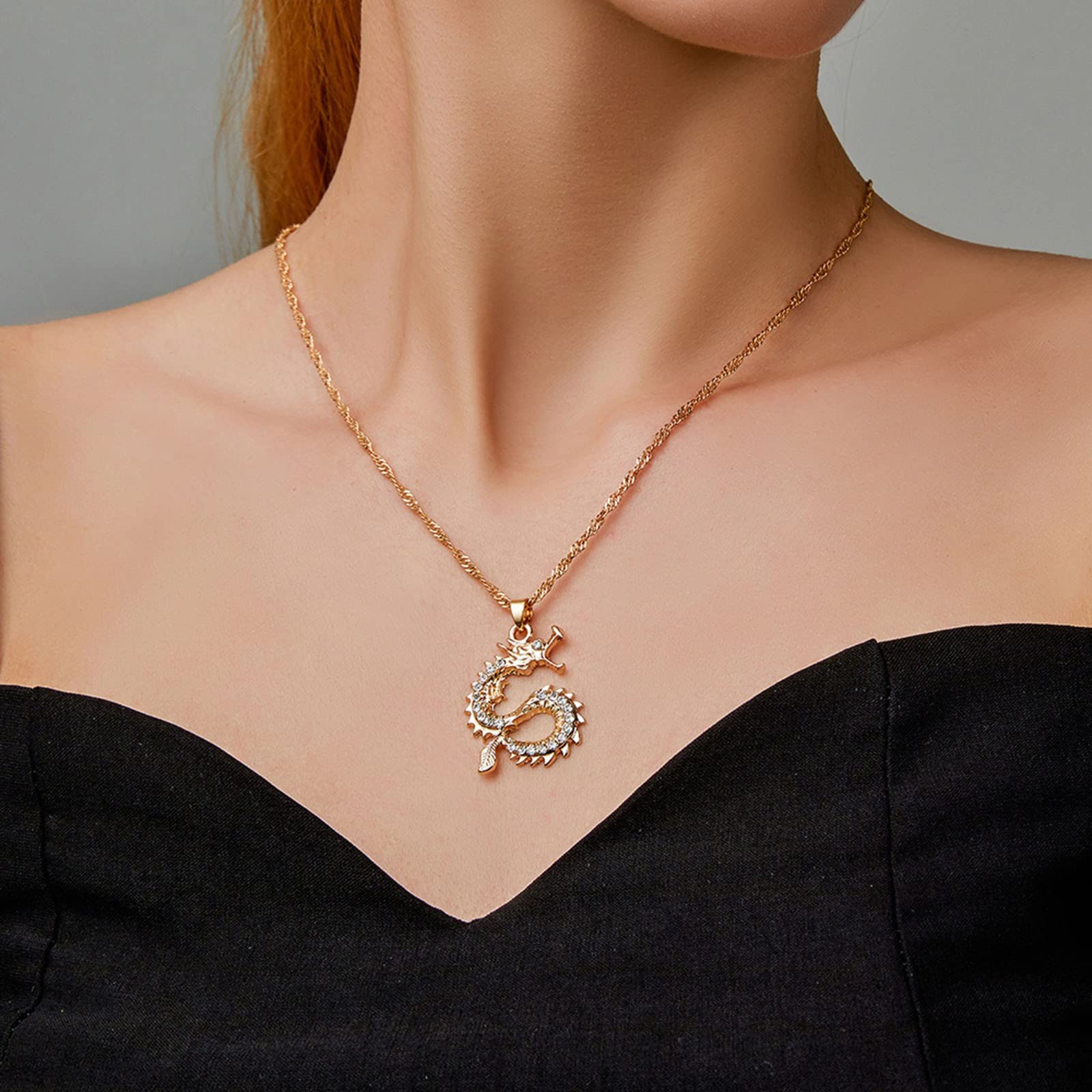 Elegant Dainty Gold Pendant Necklace for Women - Simple Chain Necklace with Inlaid Design - Perfect Gift for Wedding, Anniversary & Special Occasions (One Size)