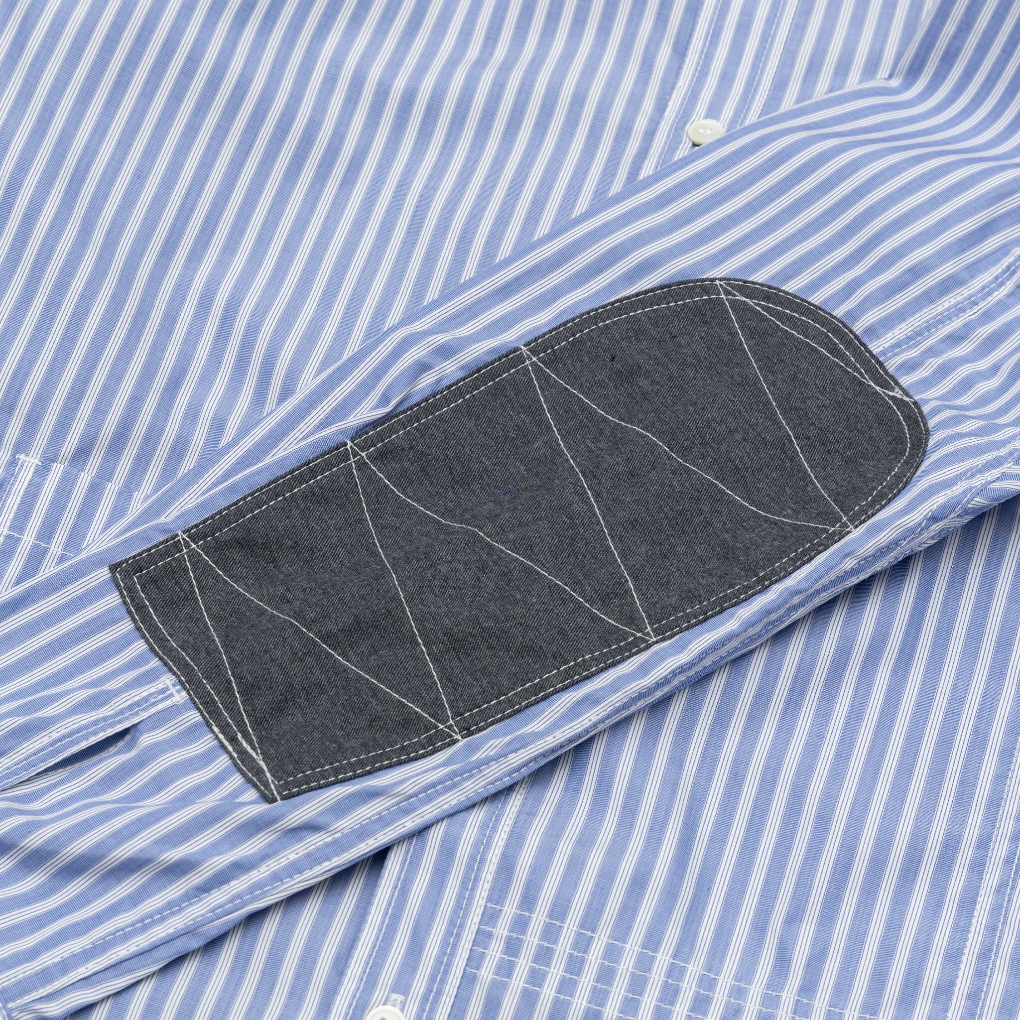 Men's Cotton Striped Elbow Patch Button-Down Shirt - Casual Office Wear & Smart Outfit for Everyday Style
