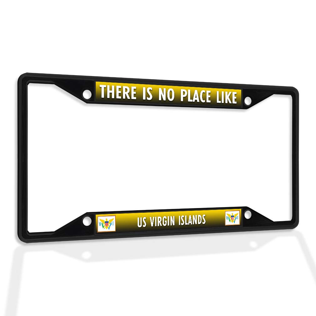 Premium Metal Insert License Plate Frame - Weatherproof Car Accessory for US Virgin Islands - Black 4-Hole Solid Design - Durable Auto Accessory for Cars, Trucks & SUVs | Perfect for Tropical Climates & Coastal Areas