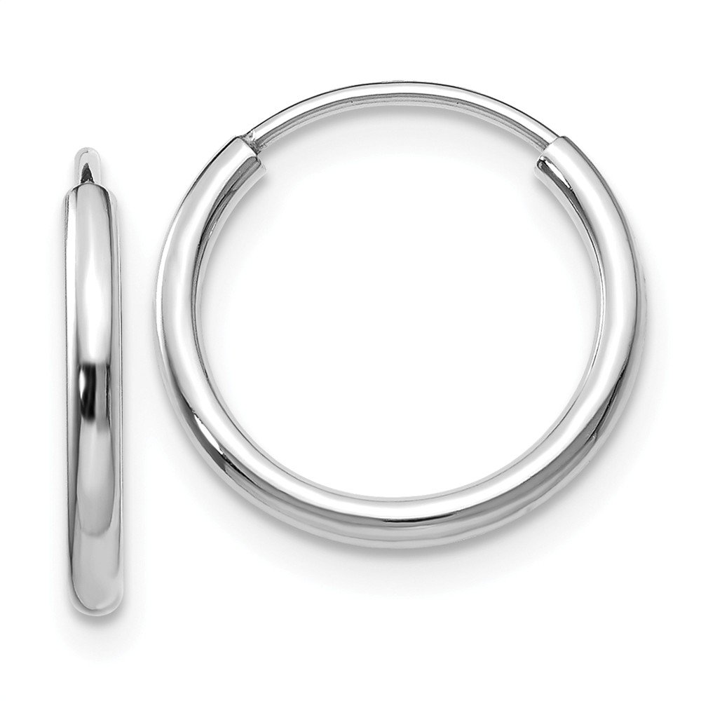14K White Gold 1.5mm Polished Endless Hoop Earrings for Women - Classic Minimalist Circle Earrings for Everyday Wear, Gift Giving & Special Occasions