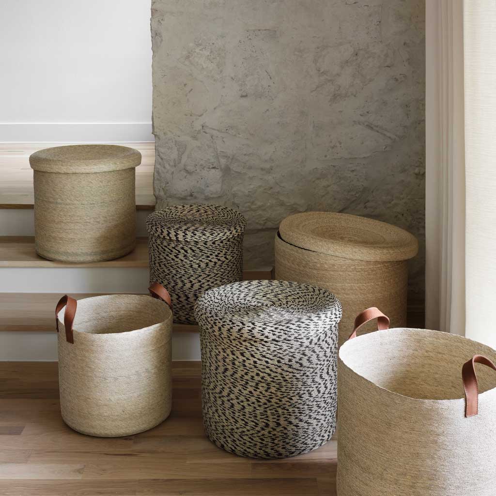 Premium Round Storage Baskets for Home Organization - Woven Cotton Decorative Bins for Bedroom, Bathroom, Nursery & Closet Storage - Mercado Collection