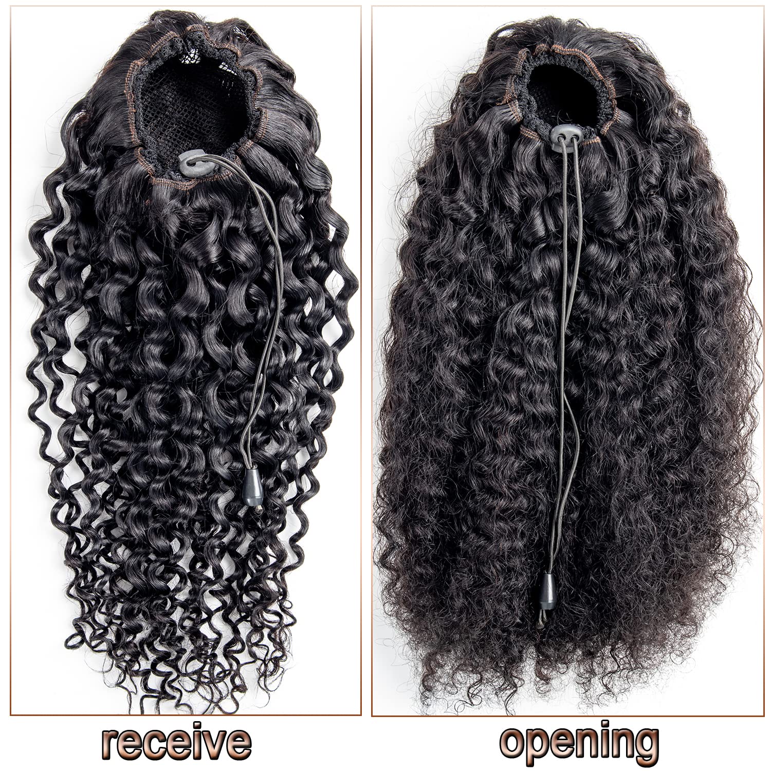 22 Inch Kinky Curly Human Hair Ponytail Extension - Natural Black Afro Puff Drawstring Clip-in Ponytail for Women | Perfect for Protective Styles, Everyday Wear & Special Occasions