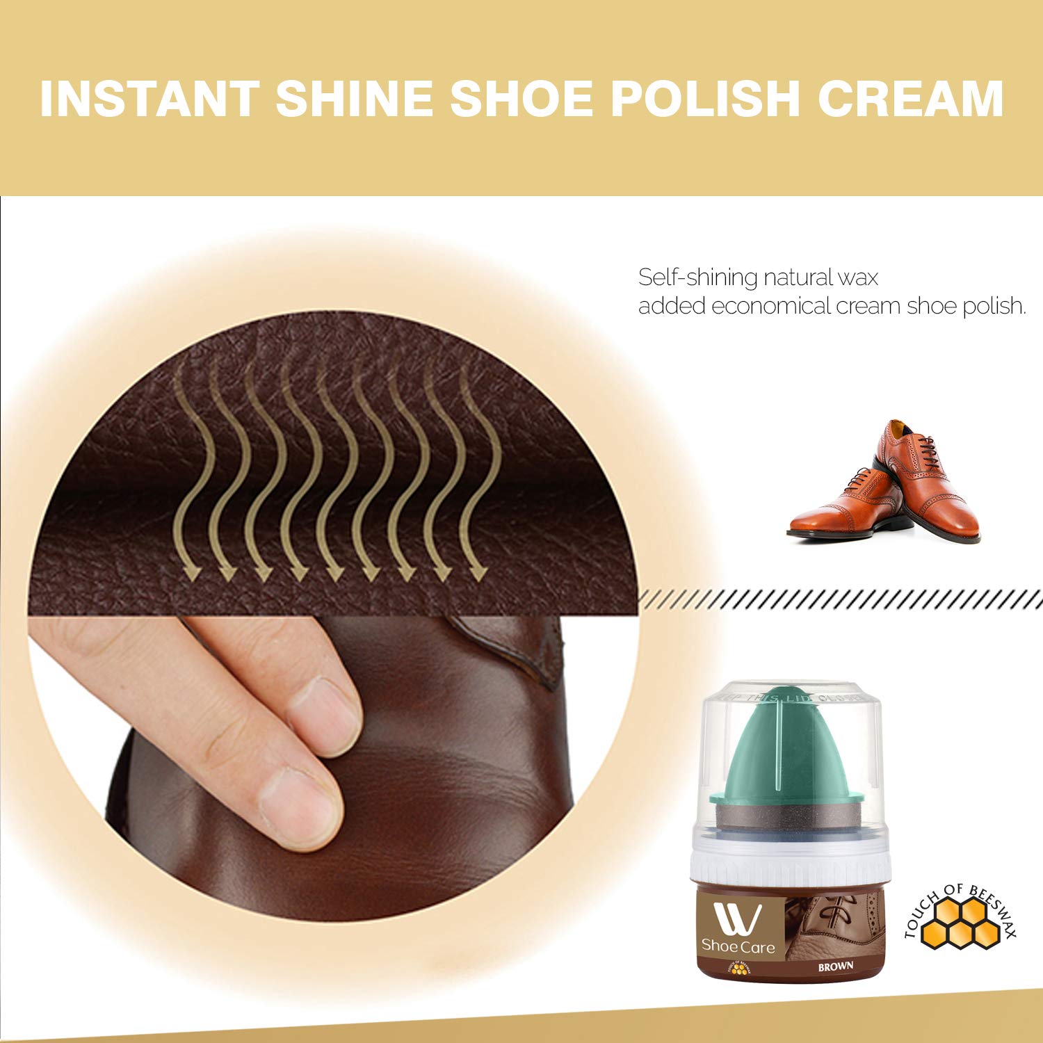 Premium Brown Shoe Polish Cream - 50ml Instant Shine for Leather Shoes | Shoe Care & Maintenance for Men & Women | Perfect for Office, Formal Events & Daily Wear