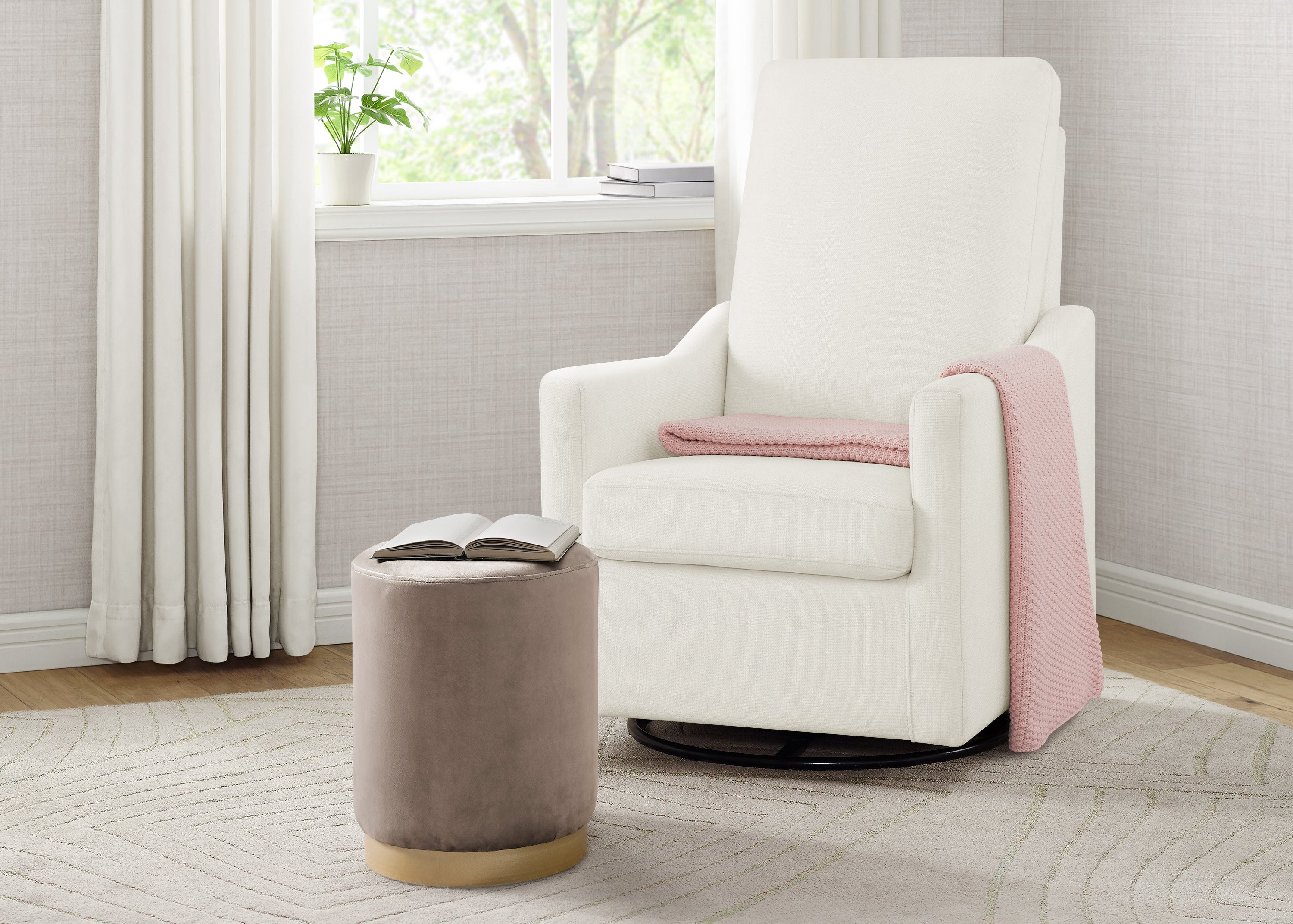 Andie Nursery Glider Swivel Chair - Stain Resistant LiveSmart Fabric - Comfortable Rocking Chair for Breastfeeding & Baby Nursery - Perfect for Nursing, Reading & Relaxing with Your Newborn