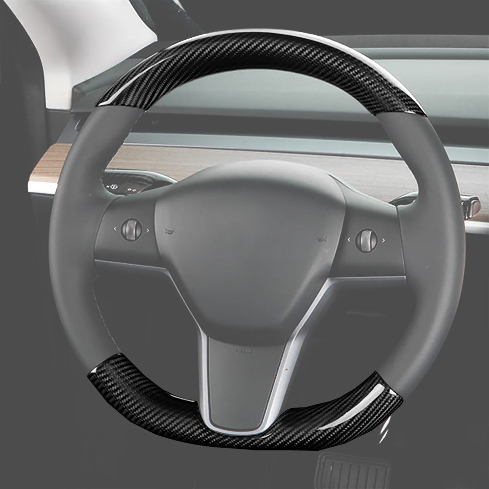 Premium Real Carbon Fiber Steering Wheel Cover for Tesla Model 3 & Y - Custom Fit Luxury Interior Upgrade | Enhance Driving Comfort & Style for Your Tesla Model 3 & Model Y