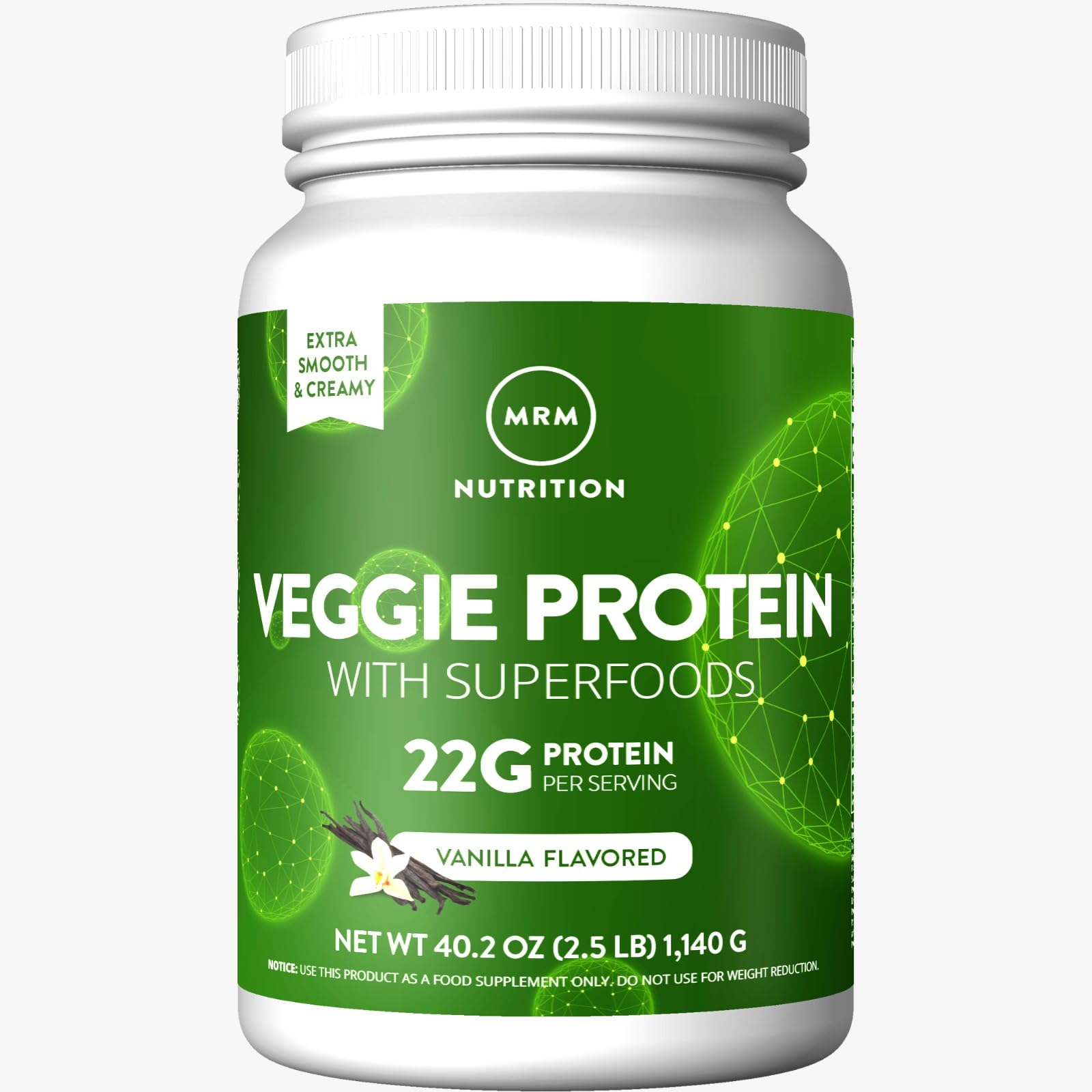 MRM Veggie Protein Powder - Vegan Protein Source, Gluten-Free, Non-GMO, No Preservatives - Vanilla Flavor 2.5lb | Perfect for Smoothies, Baking & Post-Workout Recovery