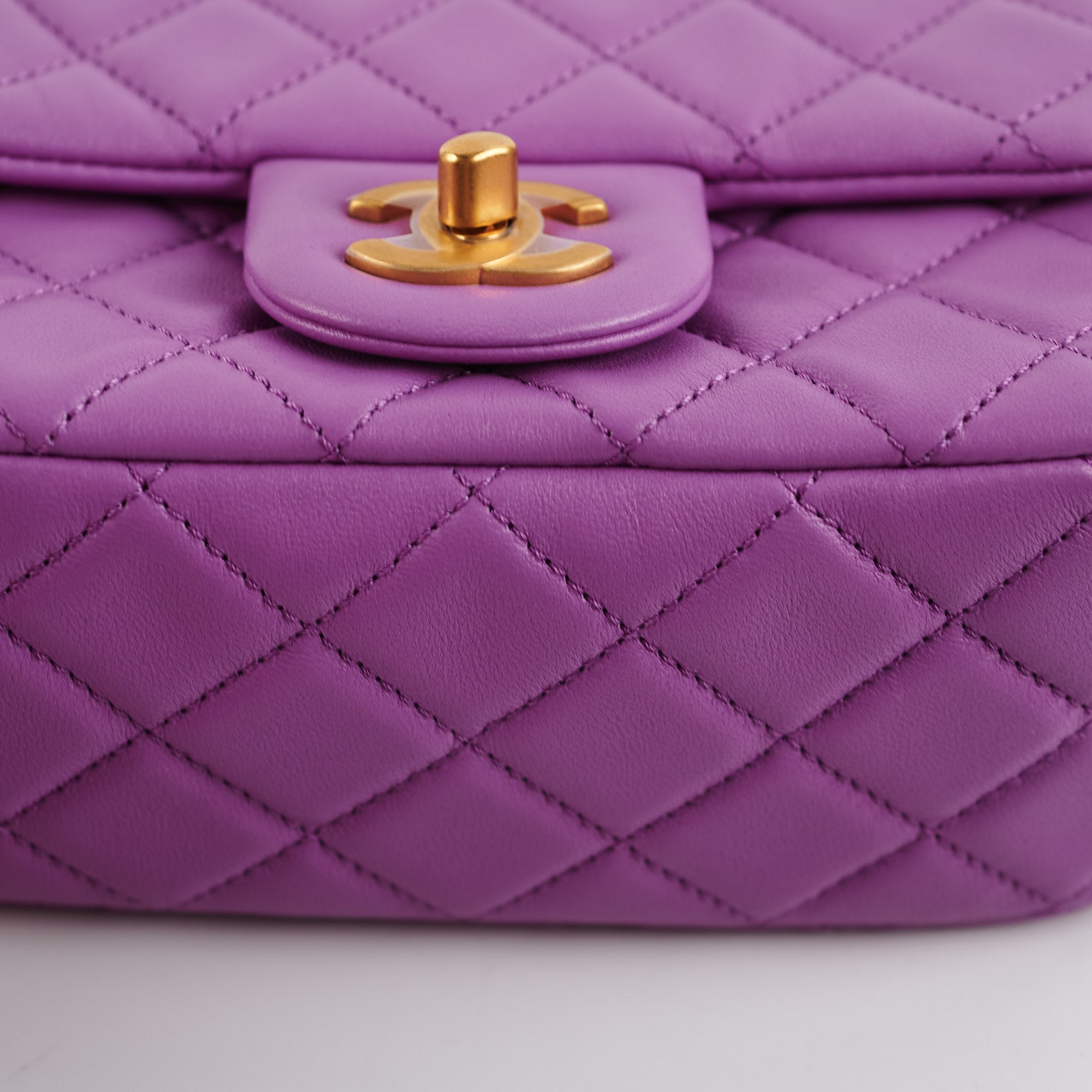 Chanel Purple Pearl Crush Square Lambskin Bag with Microchip - Luxury Designer Handbag for Women, Perfect for Evening Parties & Special Occasions