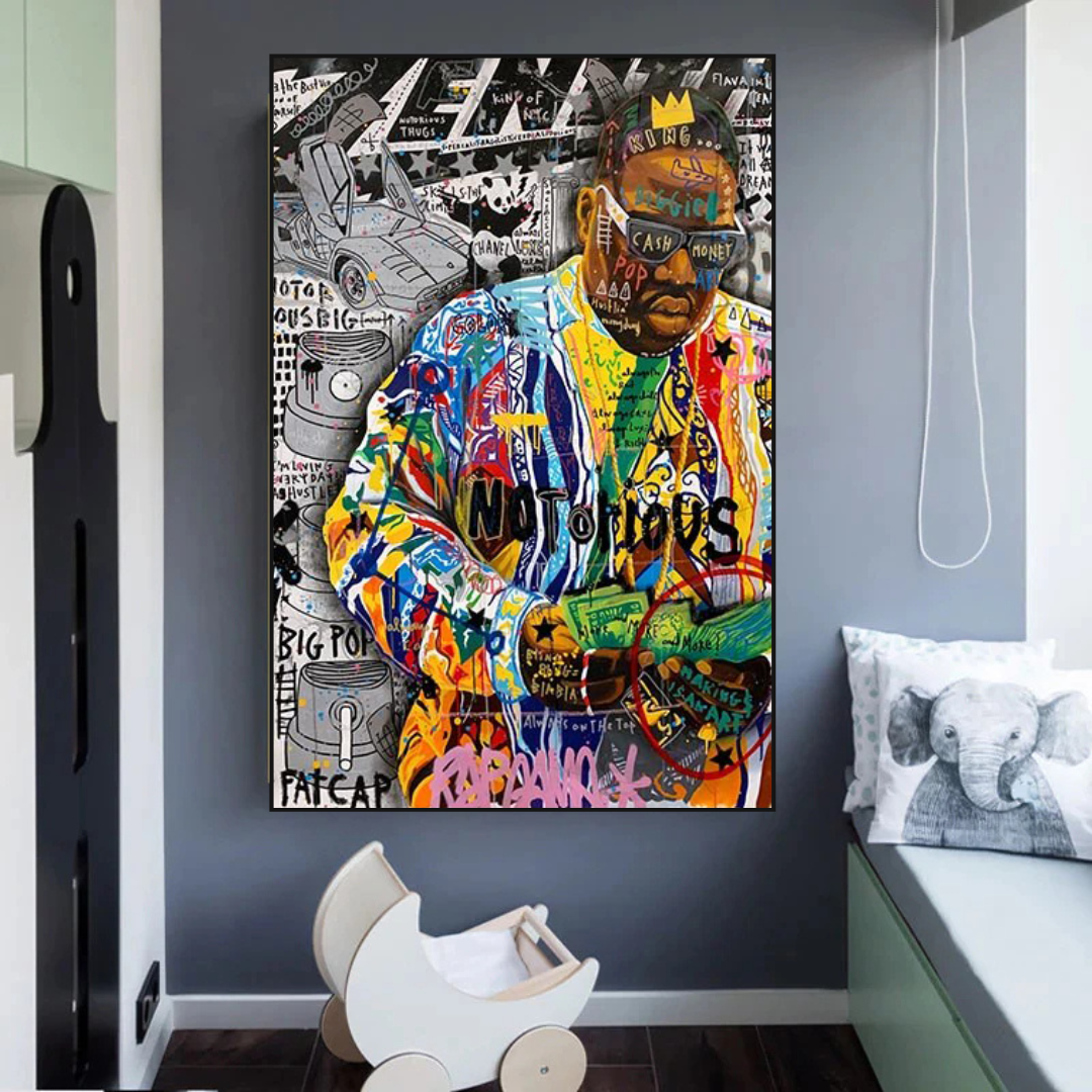 Biggie Smalls Canvas Wall Art - Iconic Rapper Painting - Hip Hop Decor for Living Room, Bedroom & Office