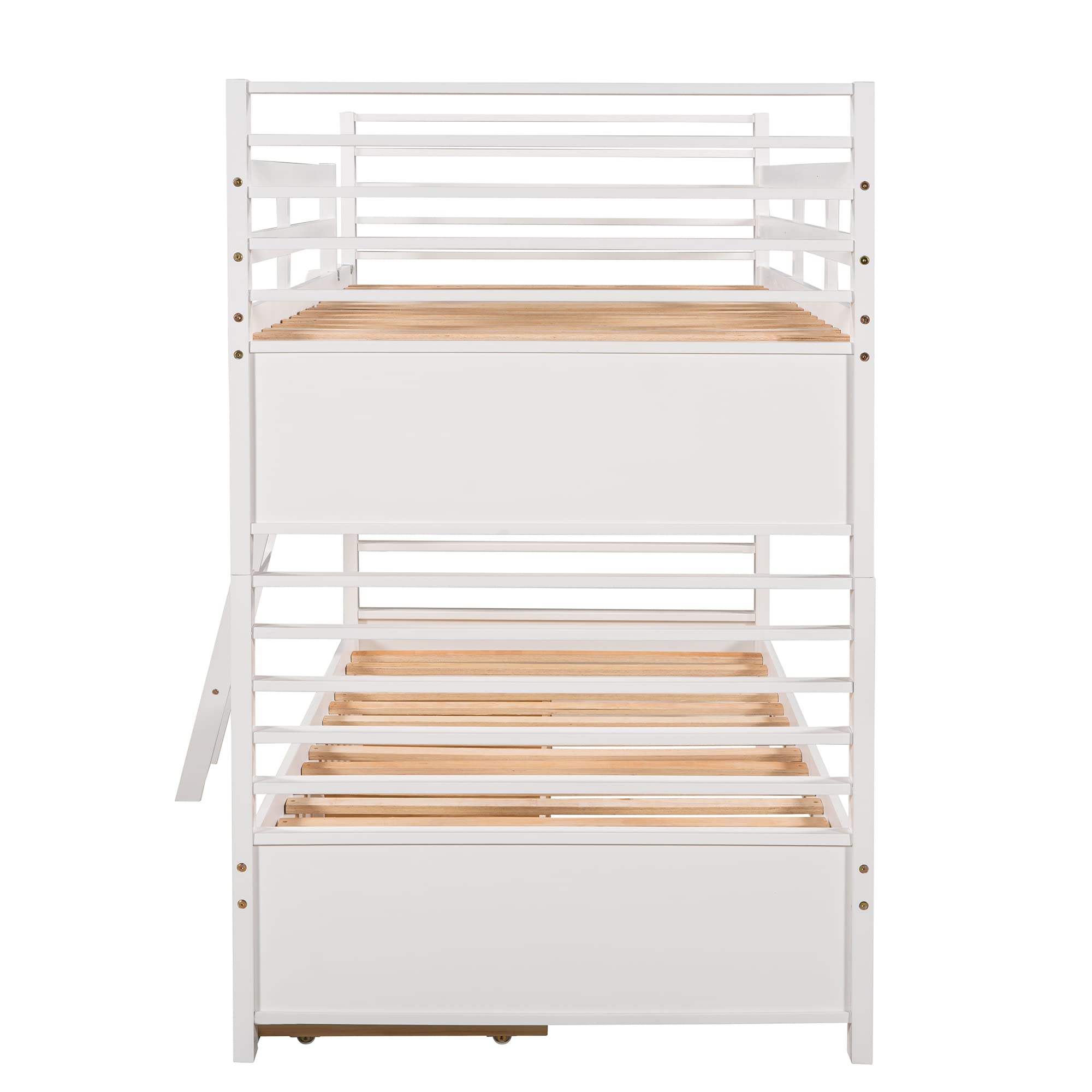 Solid Wood Twin Over Twin Bunk Beds for Kids - Convertible to 2 Separate Beds with Storage Drawers, Guardrails & Angle Ladder | Space-Saving Kids Bedroom Furniture for Boys, Girls & Teens | No Box Spring Needed (White) - Perfect for Shared Rooms, Sleepovers & Small Spaces