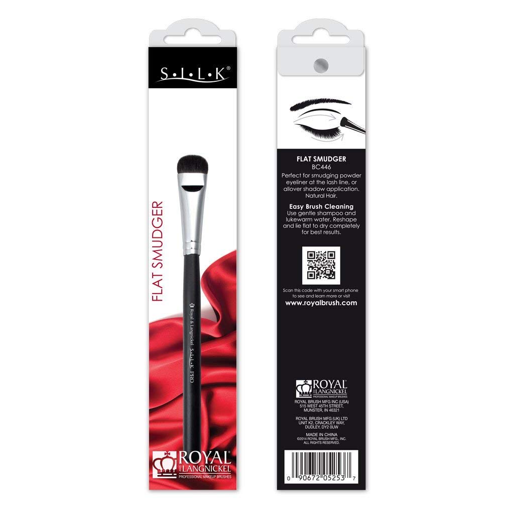 Royal & Langnickel Silk Pro Smudging Eyeliner Brush - Flat Smudger for Lash Line Definition & Smoky Eye Makeup - Perfect for Professional Makeup Artists & Daily Beauty Routine